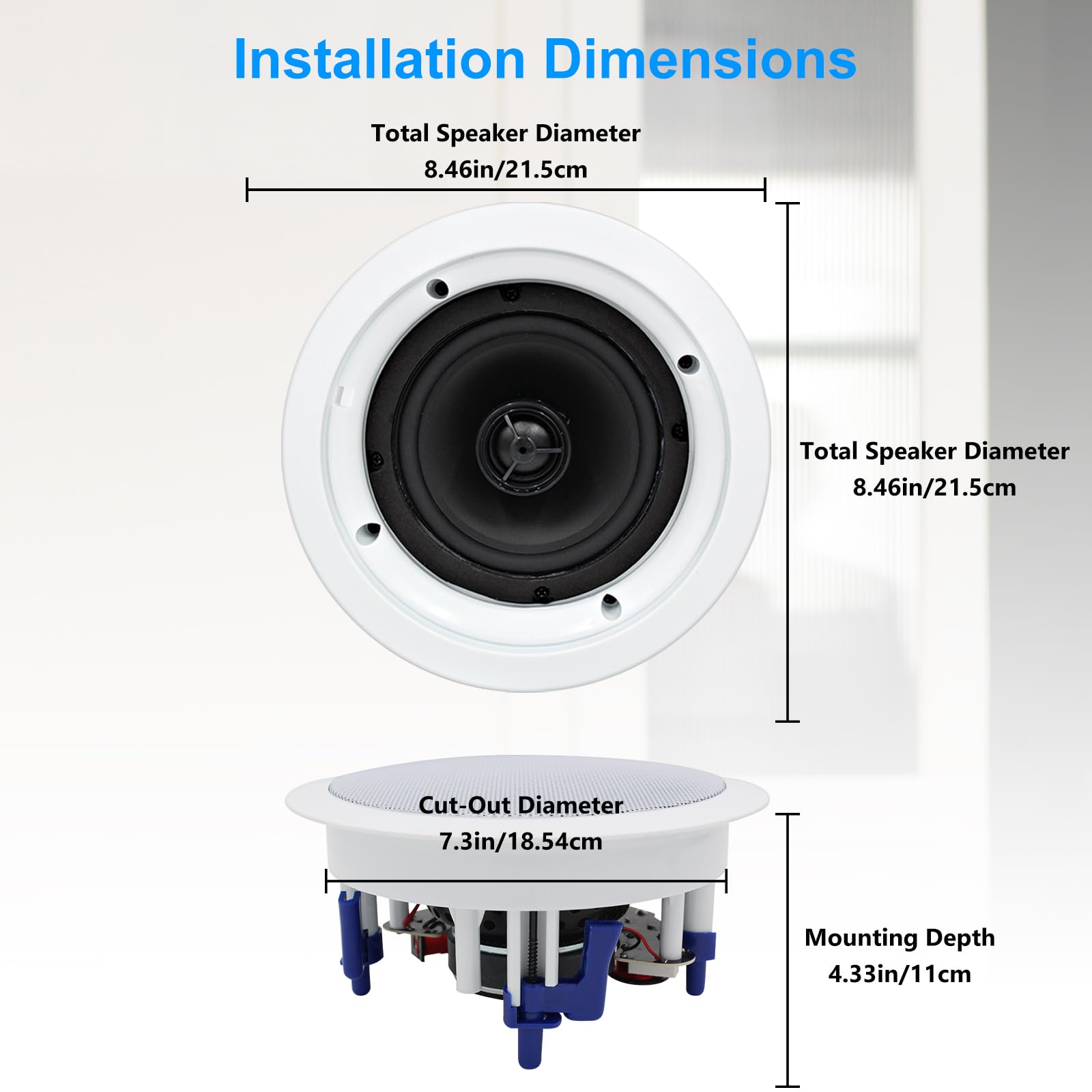 Herdio Ceiling Speakers 2 Way 5.25'' 600 Watts Passive Wired Flush Mount In Wall Speakers For Home Theater Living Room Office Co