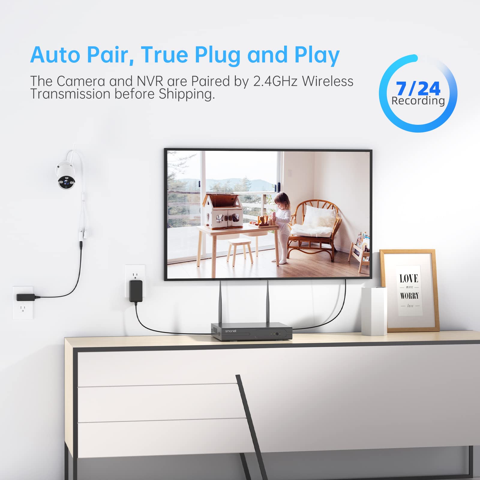 Wireless Security Camera System,Smonet 1080P 8 Channel Home Surveillance Dvr Kits With 8Pcs 2Mp Full Hd Cameras 1Tb Hdd Night Vi