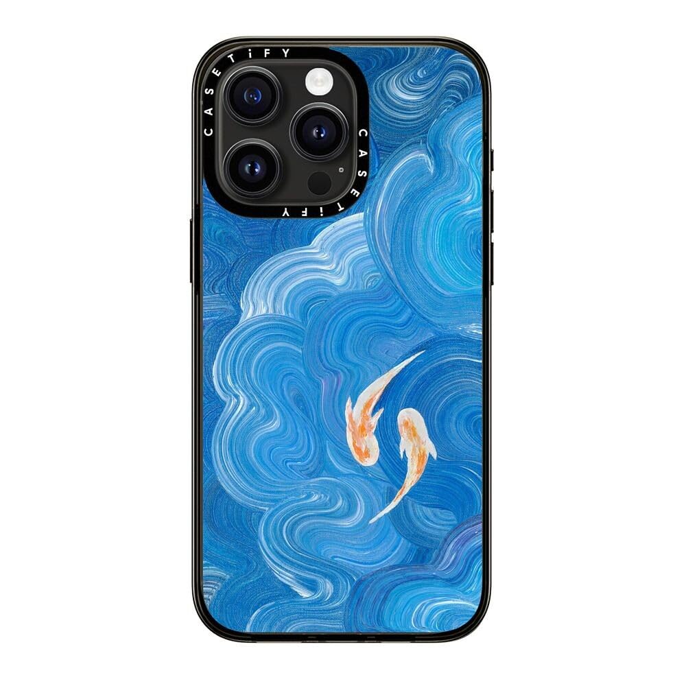 Casetify Compact Case For Iphone 15 Pro Max [2X Military Grade Drop Tested / 4Ft Drop Protection]   Two Little Koi   Clear Black