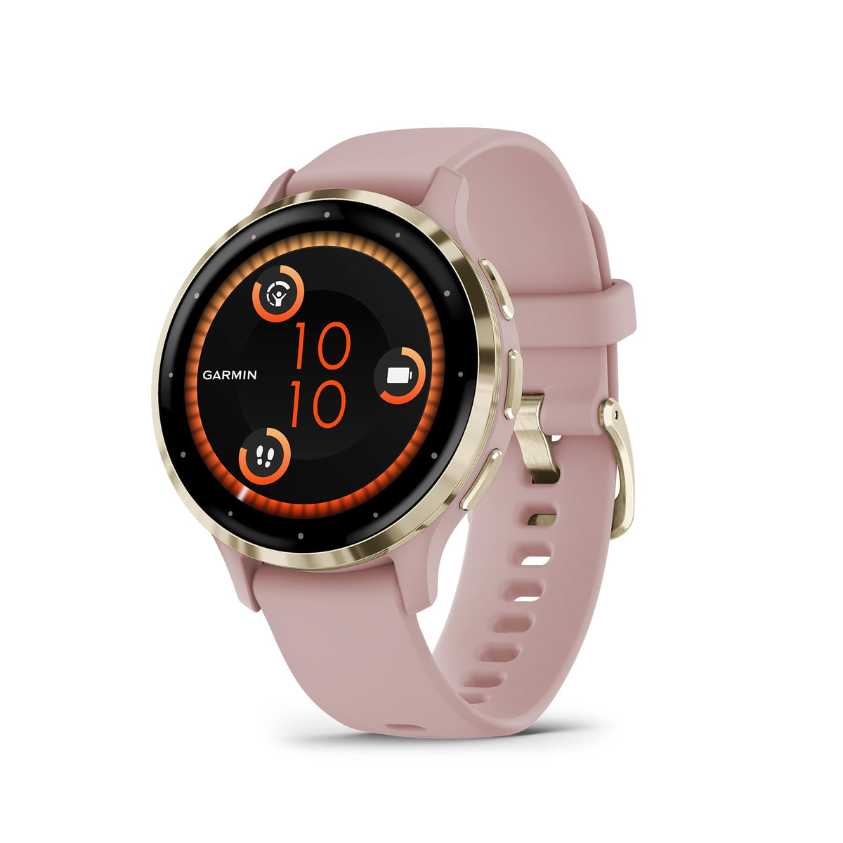 Garmin Venu 3S Soft Gold Stainless Steel Bezel 12 Inch Amoled Touchscreen Display Smart Watch With 41Mm Dust Rose Case And Silic
