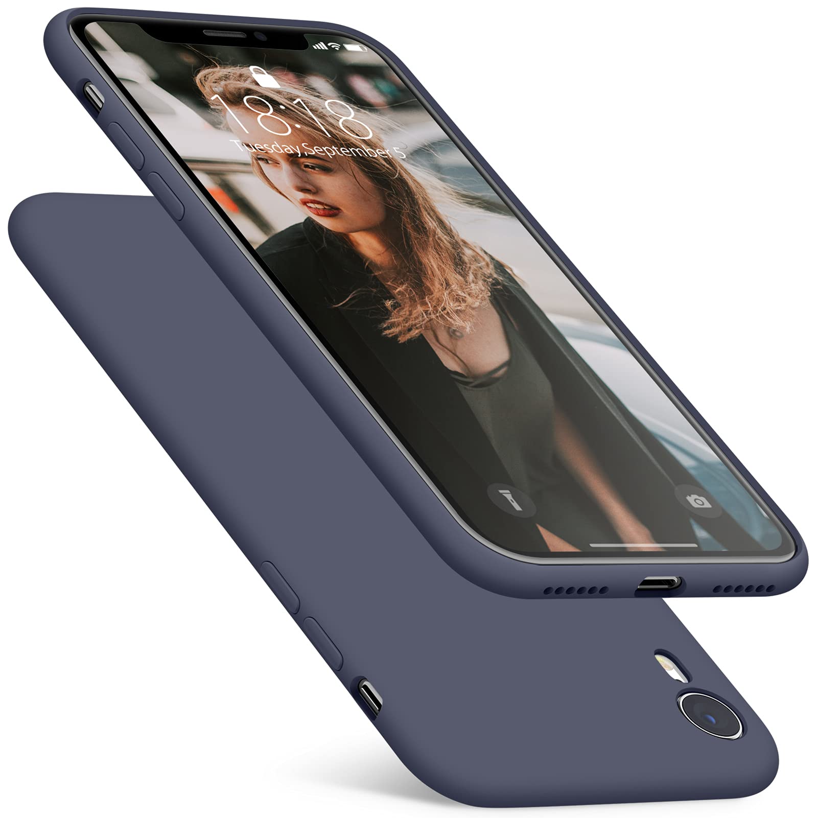 Dtto Compatible With Iphone Xr Case, [Romance Series] Silicone Case With Hybrid Protection For Iphone Xr 6.1 Inch   Dark Blue