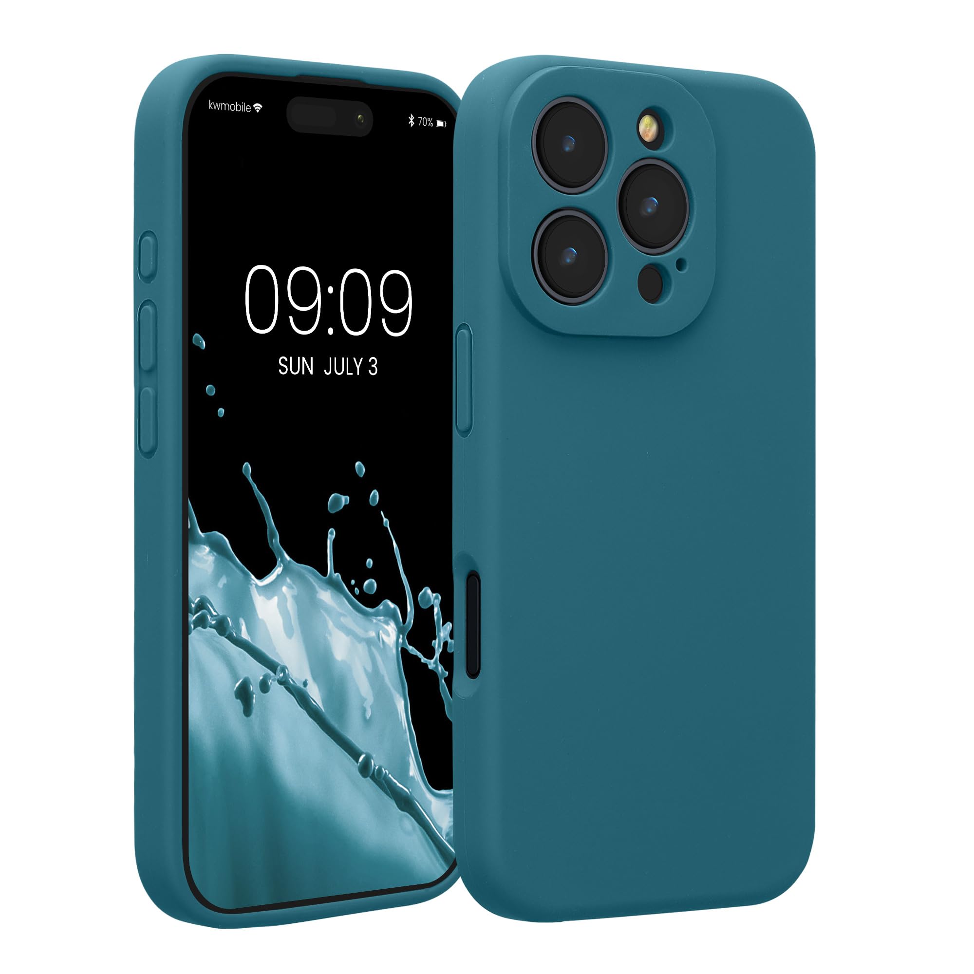 kwmobile Case Compatible with Apple iPhone 16 Pro Case - Slim TPU Silicone Phone Cover - Soft Touch Finish - Teal Matte