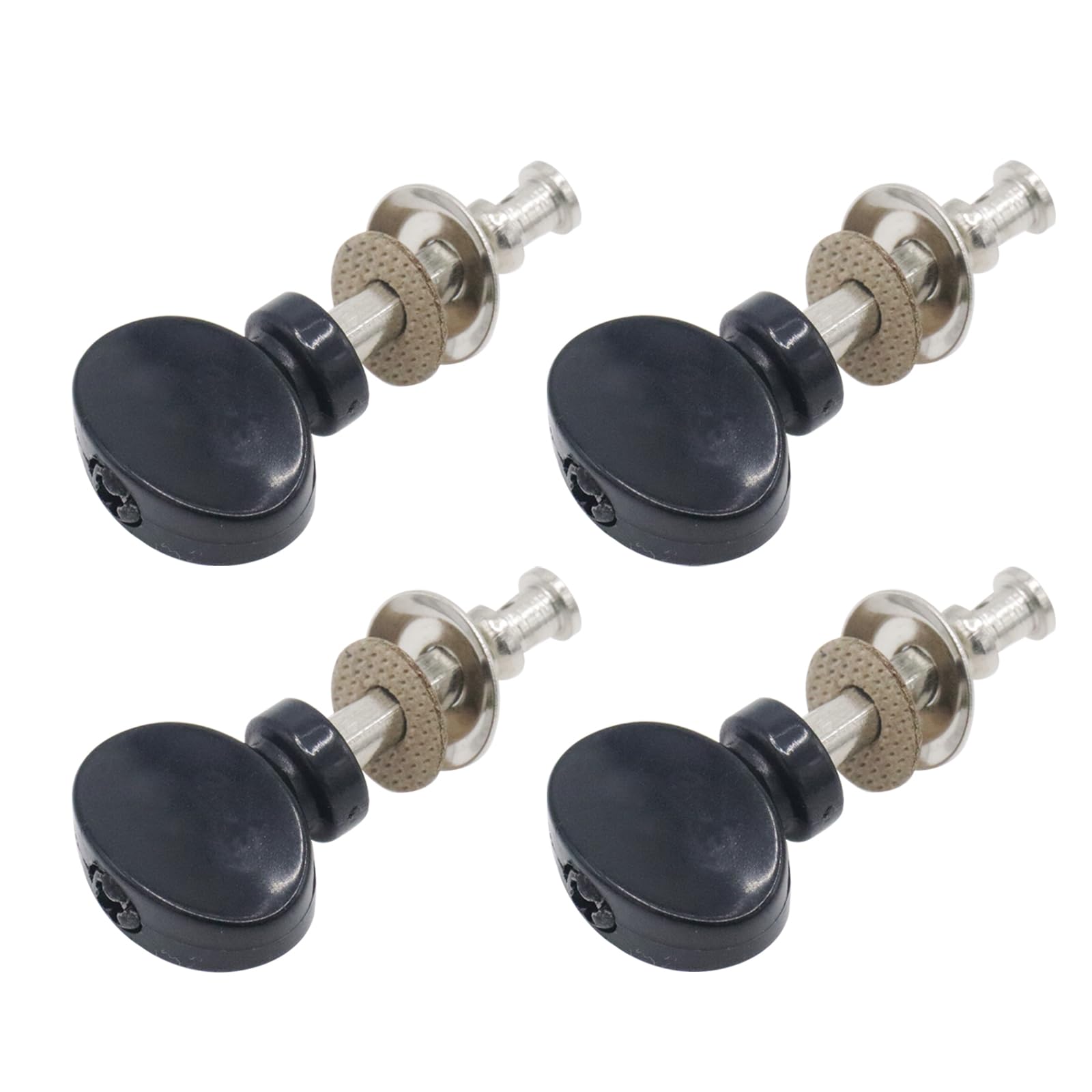 Cashbeat 4Pcs Black Ukulele Tuning Pegs, Metal Pin Machine Heads Tuners With Plastic Buttons For Precise Tuning, Replacement Par