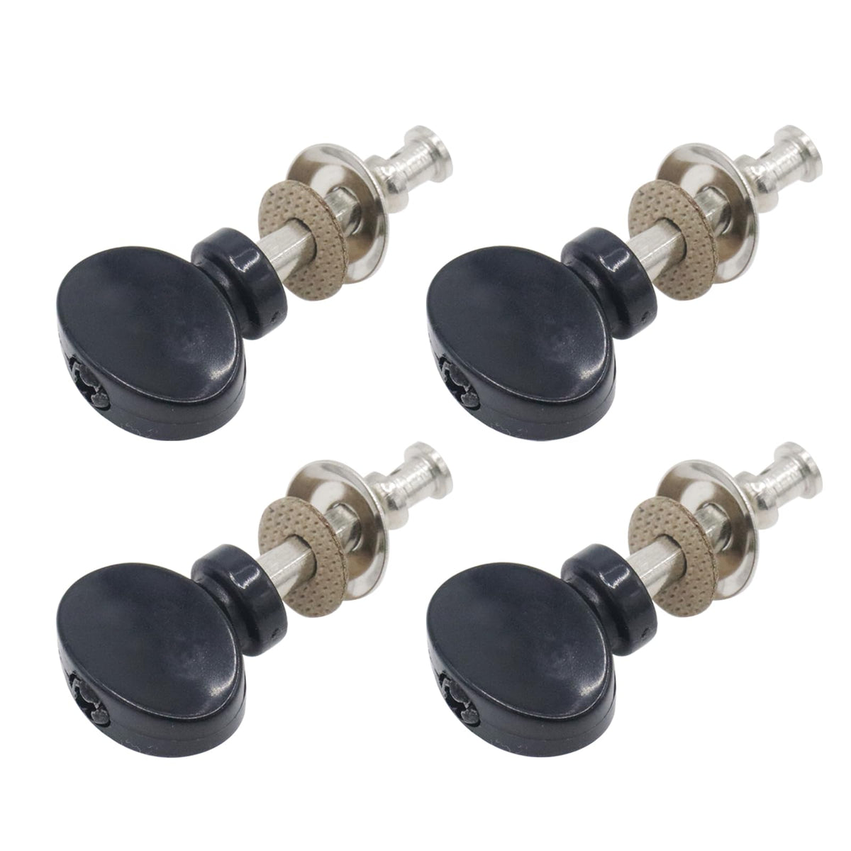 Cashbeat 4Pcs Black Ukulele Tuning Pegs, Metal Pin Machine Heads Tuners With Plastic Buttons For Precise Tuning, Replacement Par