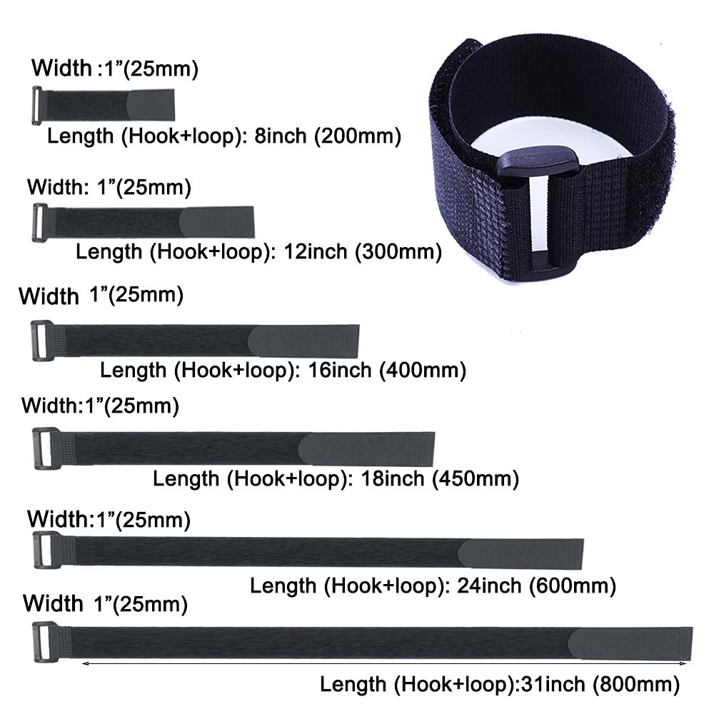 Huapx Fastening Nylon Strap With Buckle,10Pack Reusable Self Adhesive Hook And Loop Cable Securing Straps,Adjustable Cinch Strap