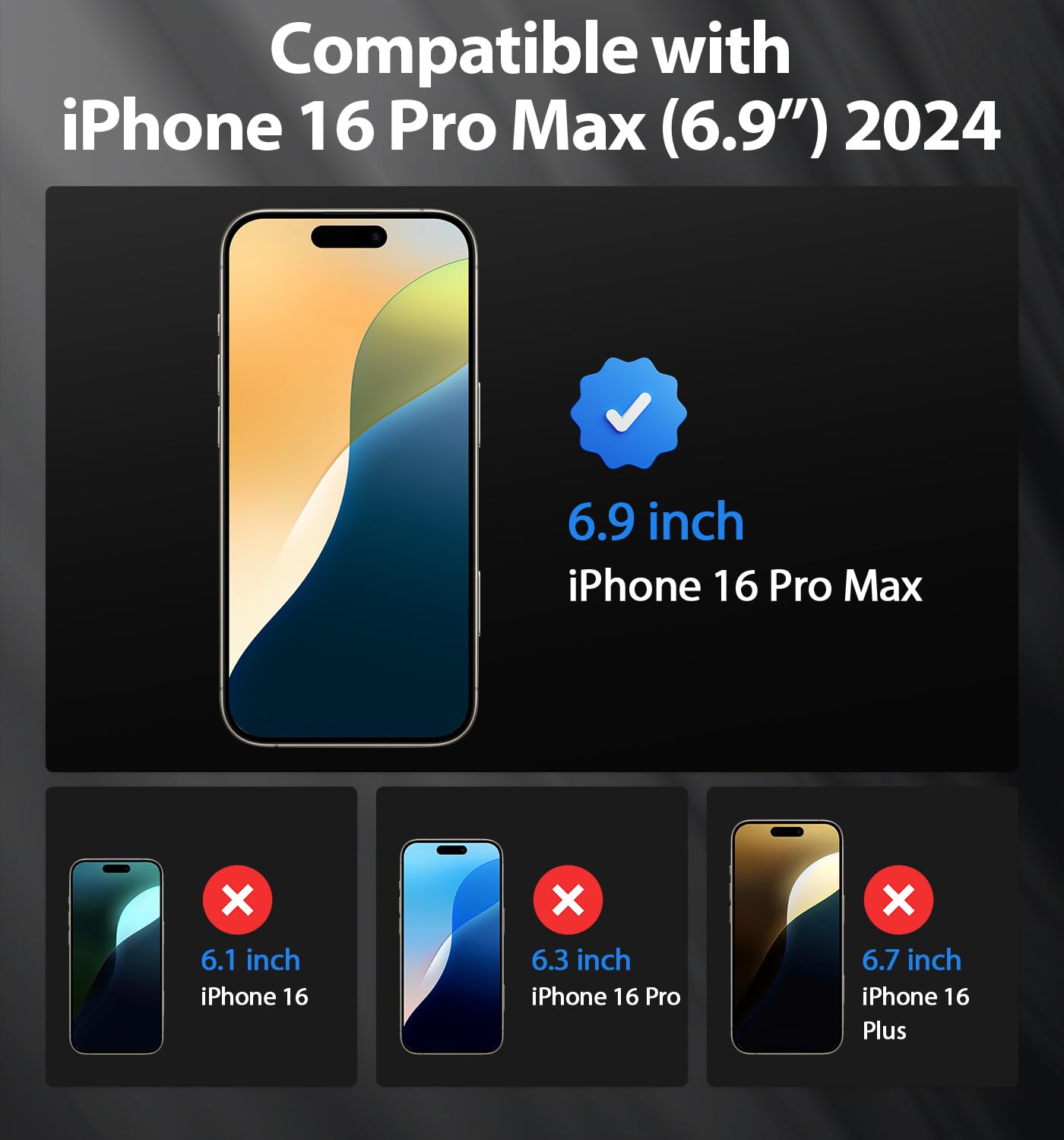 Techo Privacy Screen Protector For Iphone 16 Pro Max Tempered Glass Film, Full Coverage Edge To Edge, Anti Spy Private, 9H Hardn