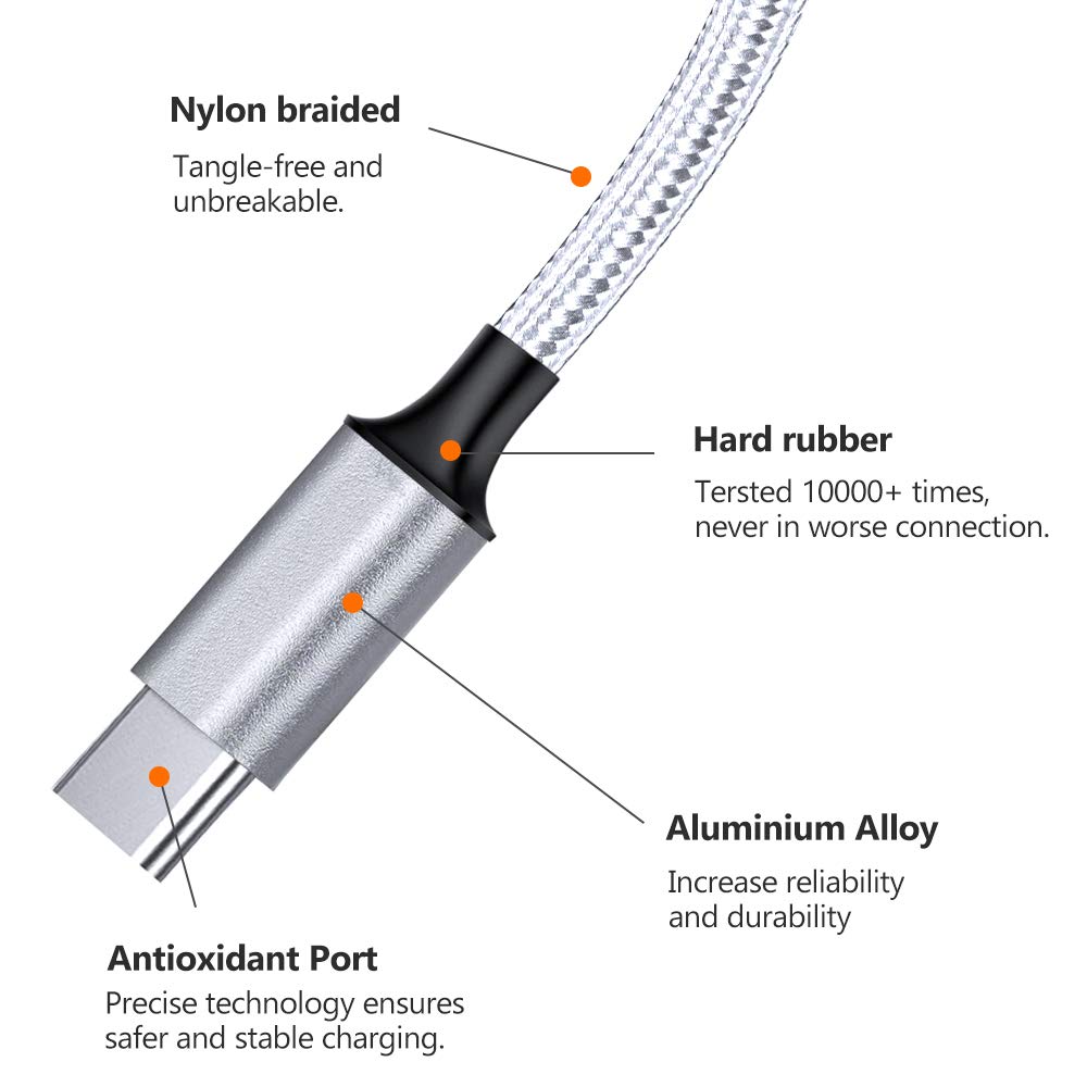 Multi Charging Cable, 10Ft 2Pack Multi Phone Charger Cable Braided Universal 3 In 1 Charging Cord Extra Long Multiple Usb Cable