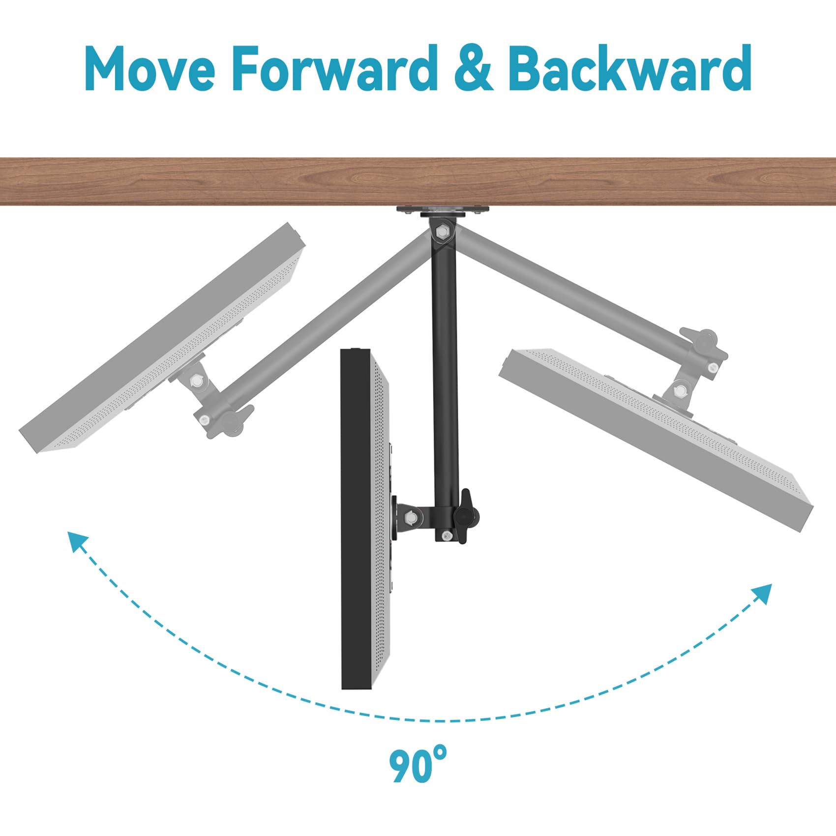 Letlar Echo Show 15 Adjustable Under-Cabinet Mount, Black, Aluminum, Model 3b8f2387, Space-Saving Swivel Tilt Design