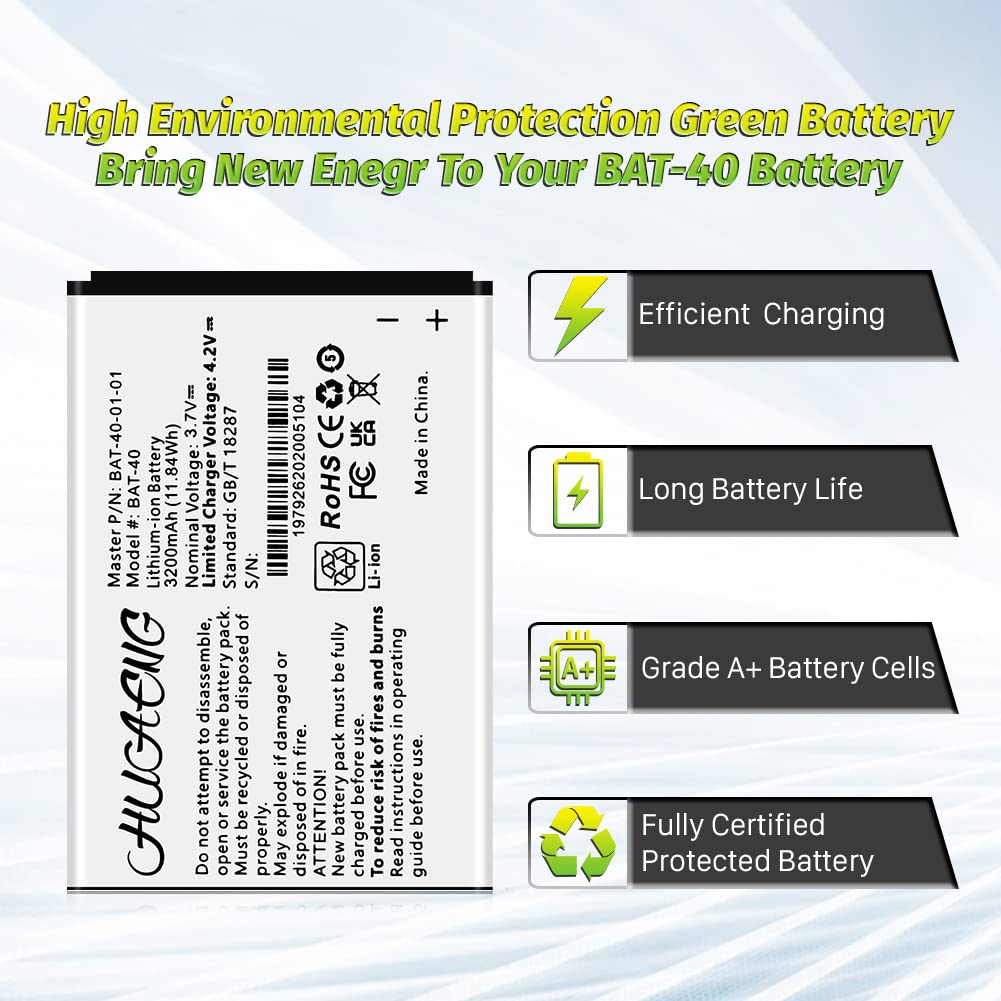 Huaeng Bat 40 Battery, (Upgraded) 3200Mah High Capacity Replacement Battery For At&T Ifwa 40 Ifwa40 Mobile Hotspot Rechargeable