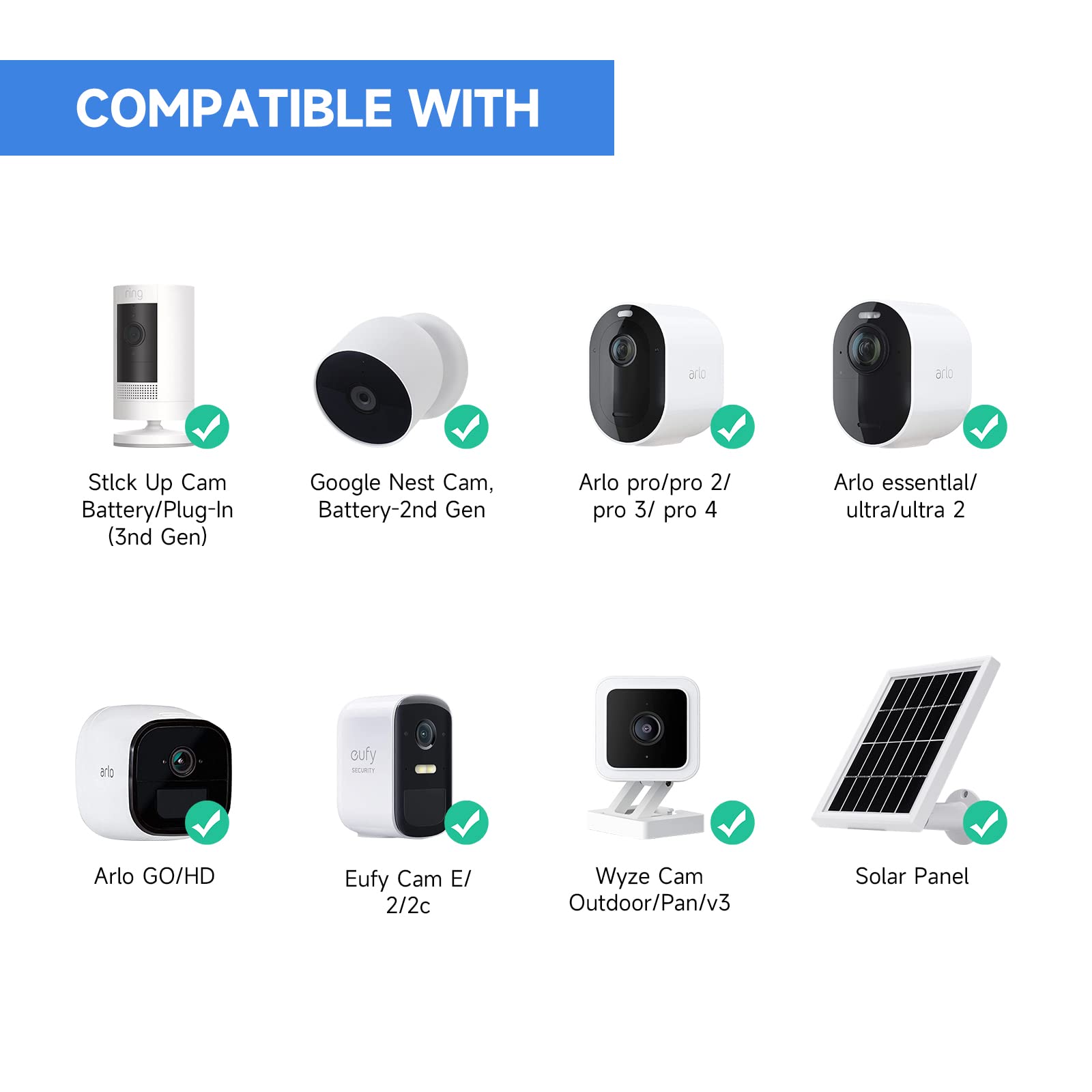 Olaike Smart Home Adjustable Indoor/Outdoor Metal Wall Mount (2 Pack) For Ring Stick Up Cam Wired/Battery & Indoor Cam, Arlo Pro