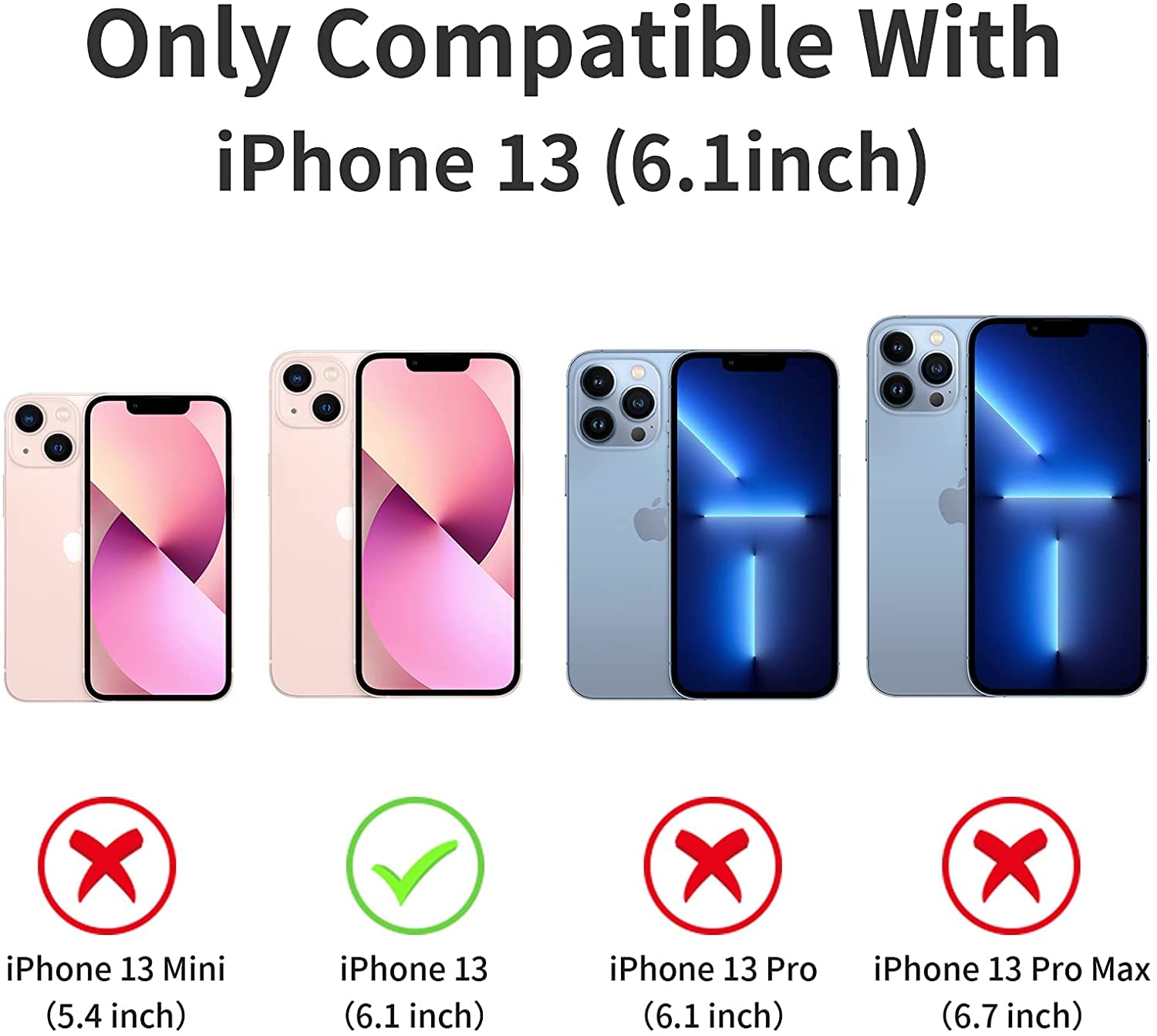 DHCALL iPhone 13 Heavy Duty Military-Grade Drop Protection Phone Case with 2 Tempered Glass Screen Protectors PC TPU Black Blue 6.1"