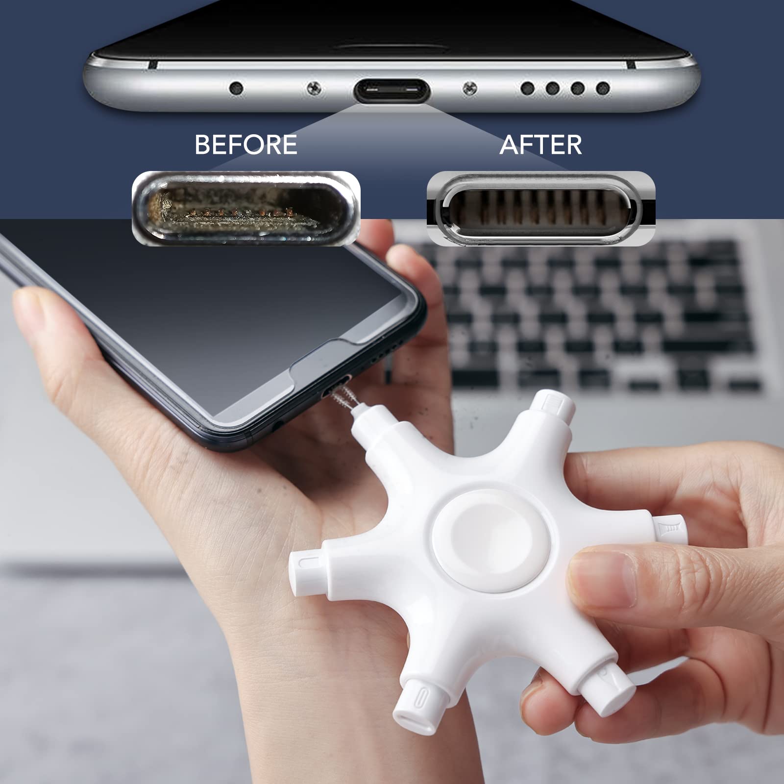 Tassmpitor For Iphone Cleaning Kit, Port Cleaner Repai Restore Tool For Ipad Pro Watch Cell Phone Charging Port, Lightning Charg