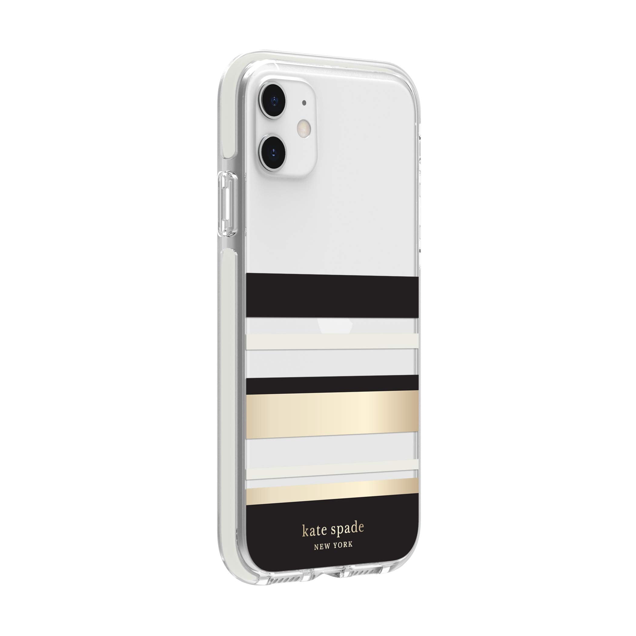 Kate Spade New York Park Stripe Case For Iphone 11   Defensive Hardshell With Cream Bumper