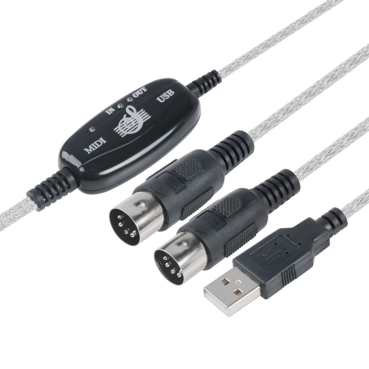 Teninyu Usb To Midi Cable Converter 2 In 1 Pc To Synthesizer Music Studio Keyboard Interface Wire Plug Controller Adapter Cord 1