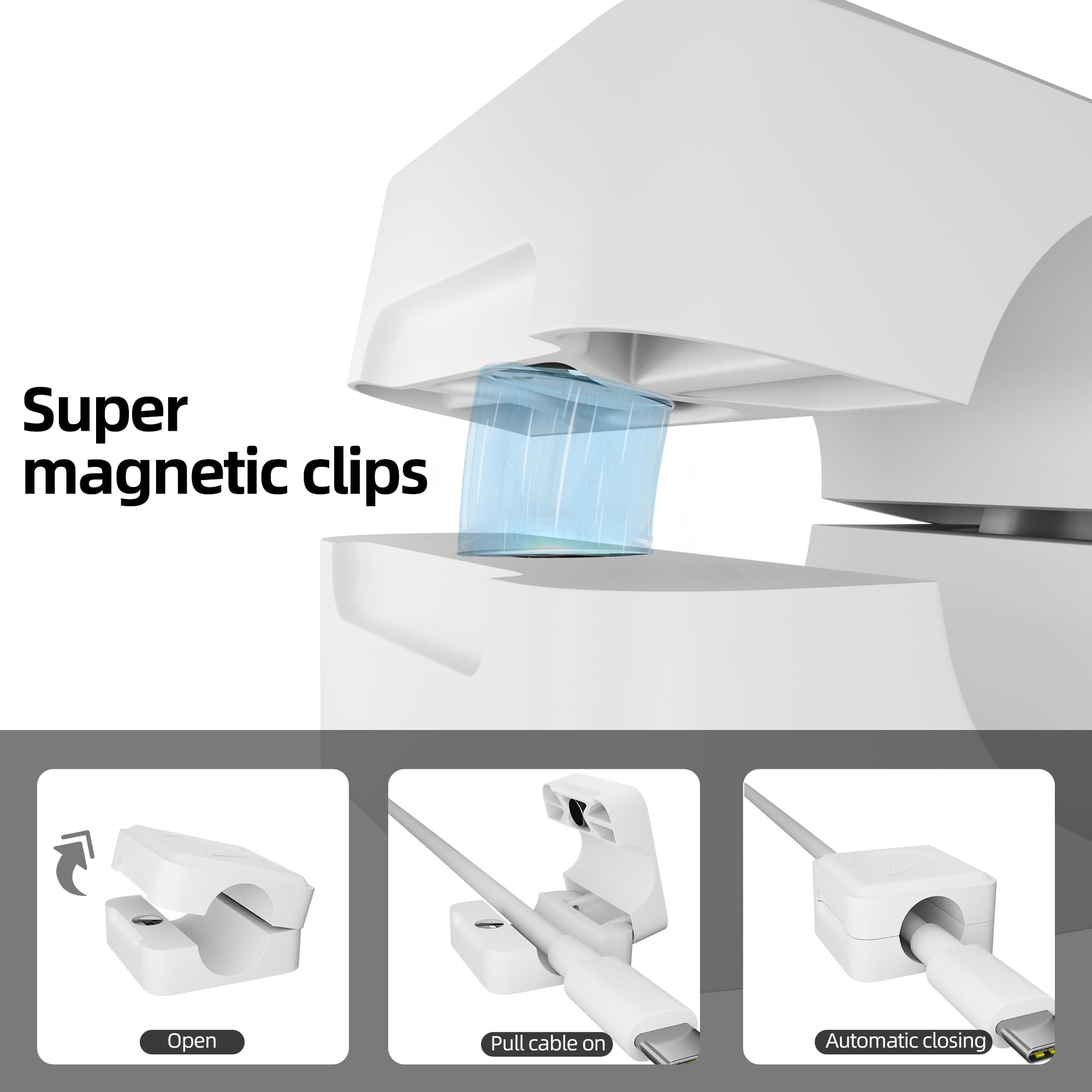 6 Pack Magnetic Cable Clips, Wire Cord Holder Organizer For Nightstand, Desk Cable Management, Canisflax Adhesive Phone Charging