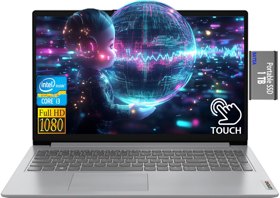 Lenovo IdeaPad 15.6 Laptop for Students&Business, FHD Touchscreen, Intel 6-Core i3-1215U, 24GB RAM, 2TB Storage(1TB Internal SSD
