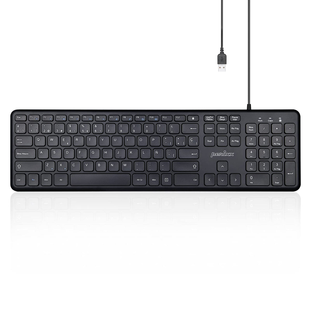 Perixx Periboard 210 Teclado Full Size Con Cable, Diseo Ultra Delgado Y Teclas Silenciosas, Para Ordenador, Laptop, Pc Y Escrito