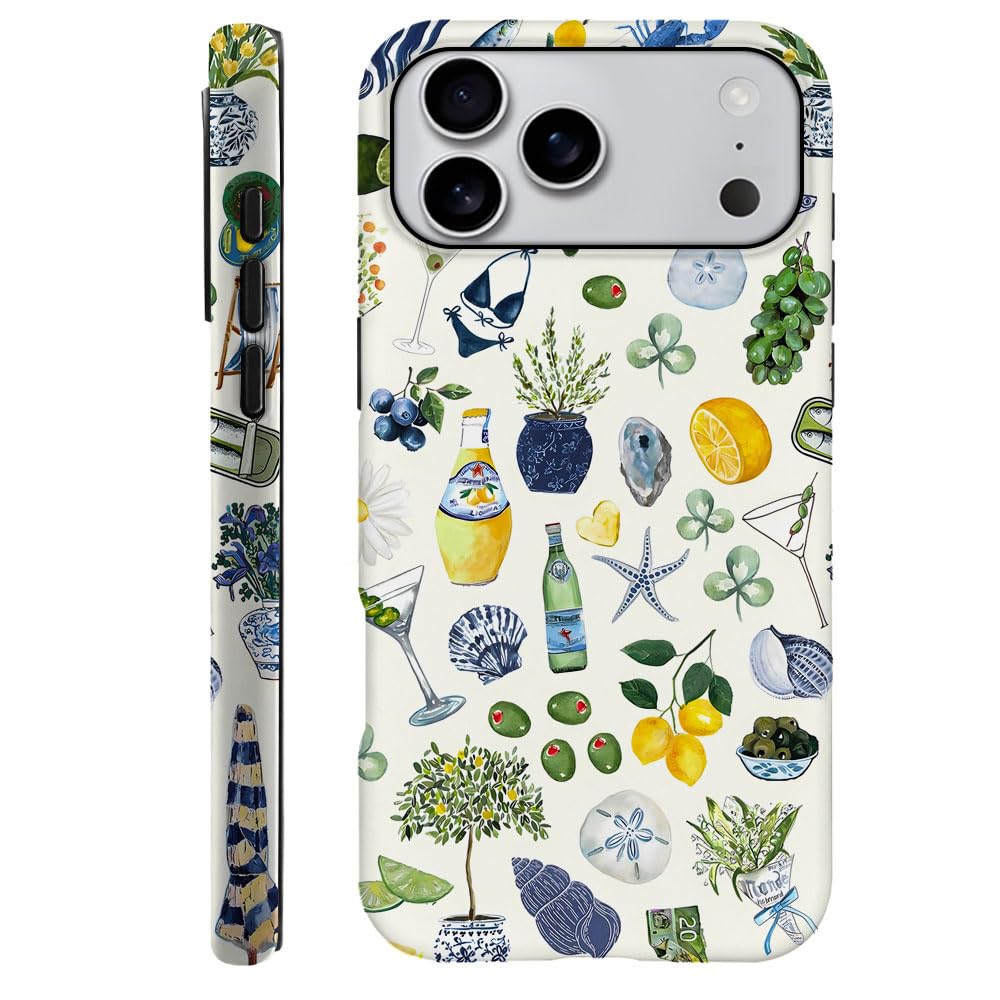 Compatible with iPhone 17 Pro Max,Durable & Shockproof Phone Case Cover Design - Green Collage Starfish Beach Plants