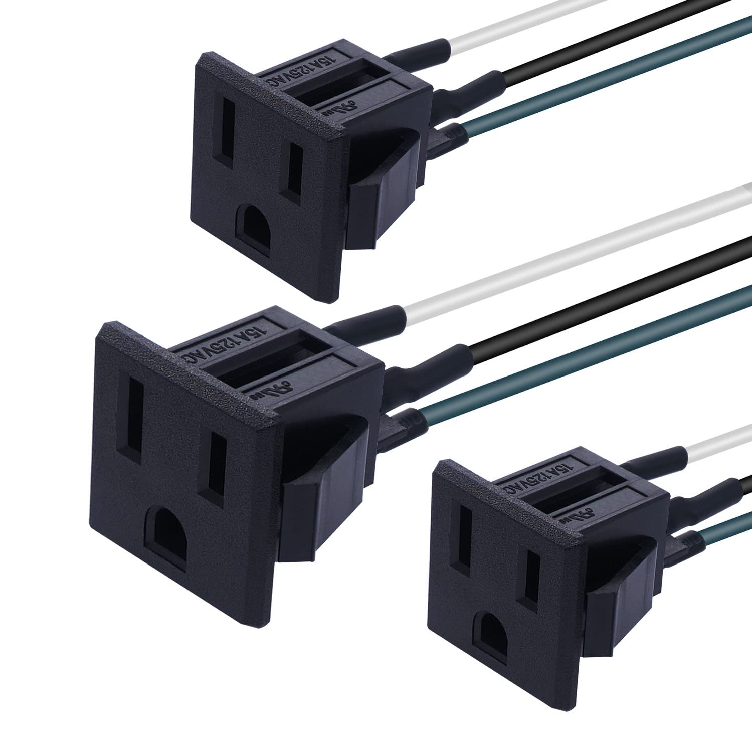 Weideer 3Pcs 3 Pins Us Power Socket Plug Panel 15A 125V Ac Panel Mount Outlet Industrial Plug Female Connectors Adapter With 18A