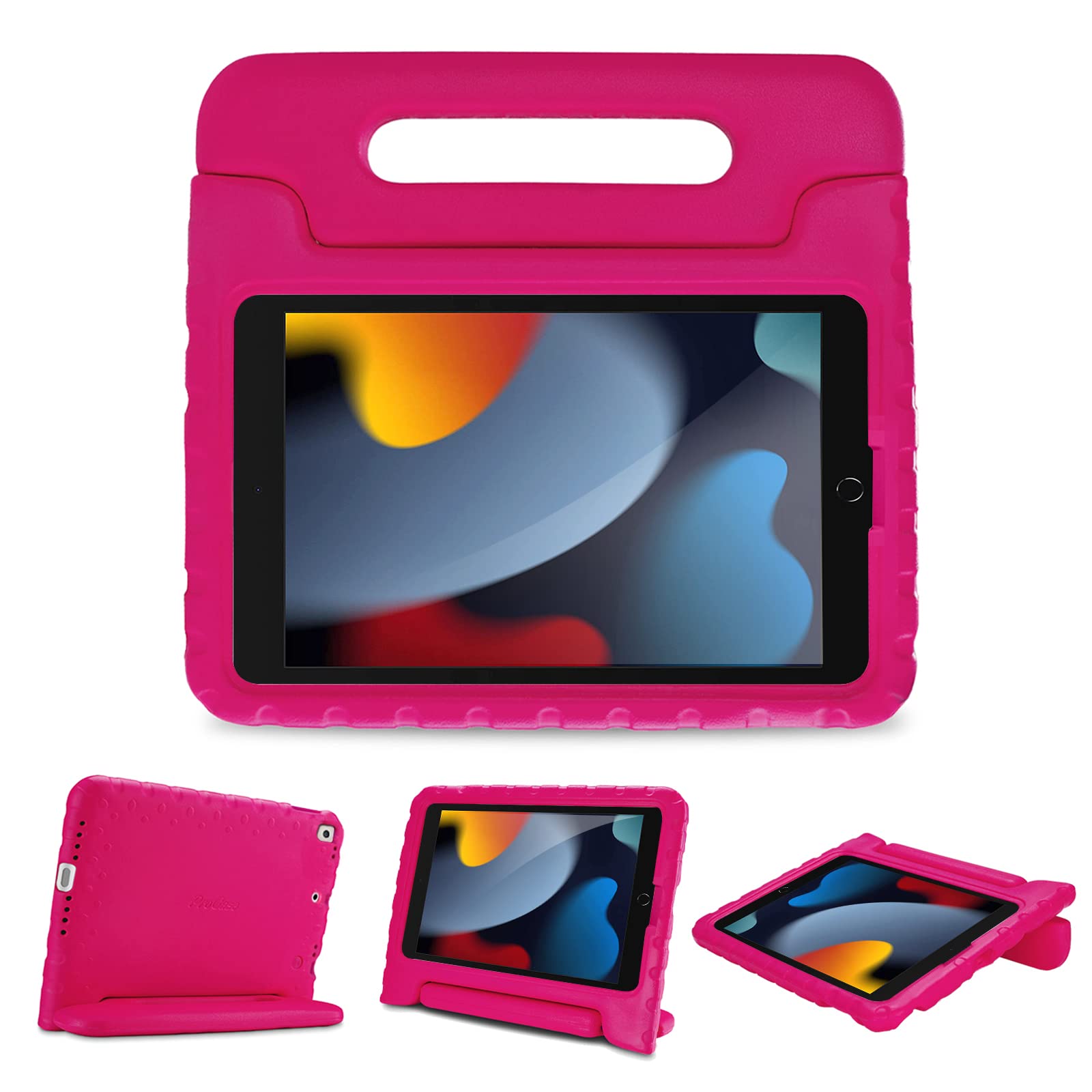 Procase Kids Case For Ipad 9Th Generation/Ipad 8/Ipad 7, Ipad 10.2 Case 2021 2020 2019/Ipad Air 10.5/Ipad Pro 10.5 Kids Case, Shockproof Lightweight Case With Convertible Handle Stand Pink