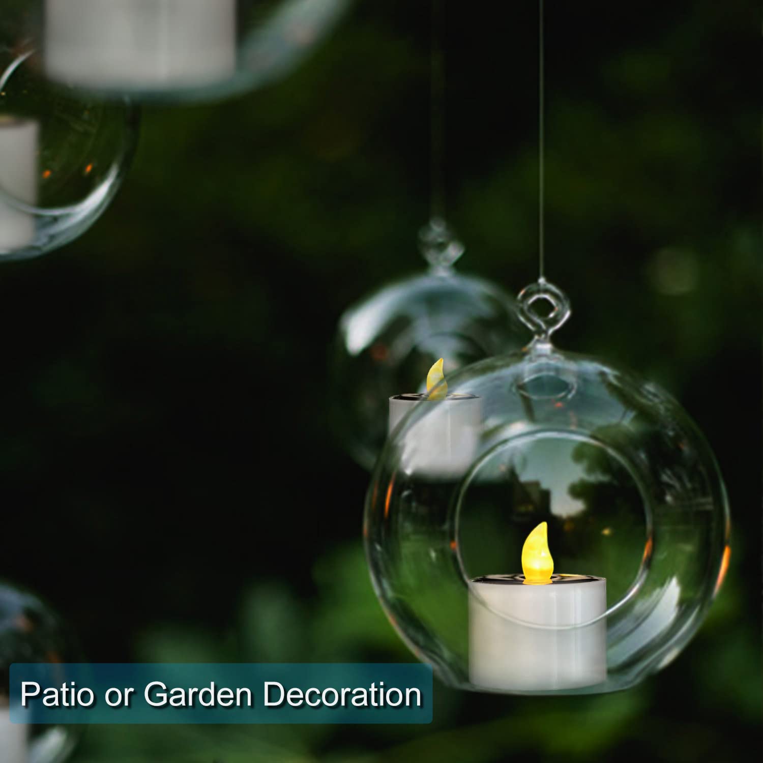 Singtok 6 Pcs Solar Powered Outdoor Led Tea Lights, Waterproof Rechargeable Flameless Flickering Votive Candle Battery Operated