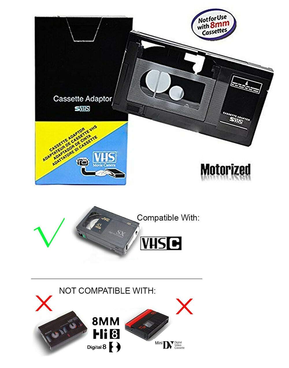Motorized Vhs C Cassette Adapter For Jvc C P7U Cp6Bku C P6U,Panasonic Pv P1,Rca Vca115 + Lenspen Lens Cleaner + 1 Vcc113 Micro Fiber Cloth�