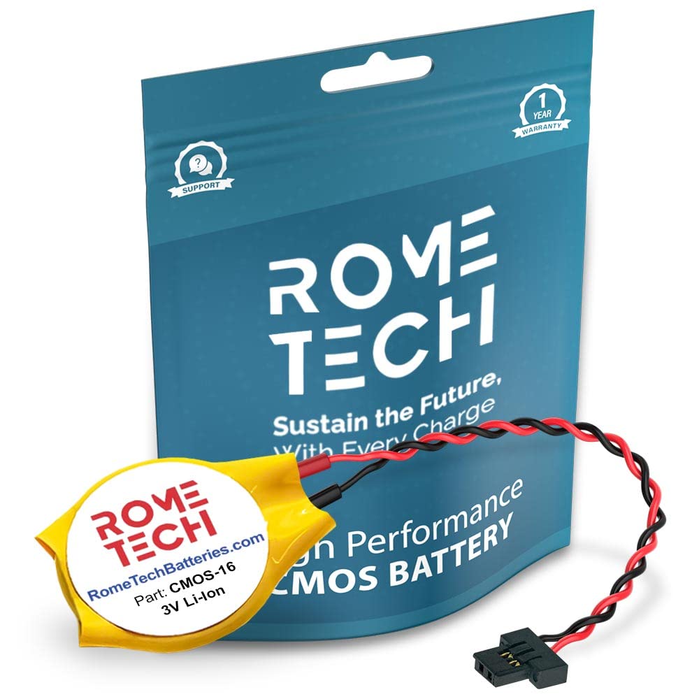 Rome Tech Cr2032W Cmos Battery For Awow Ax41 Motherboard   Laptop Backup Bios Rtc 3V Kts Cr2032W 731 Battery With 2 Wire Cable Fi Connector (1 Pack)
