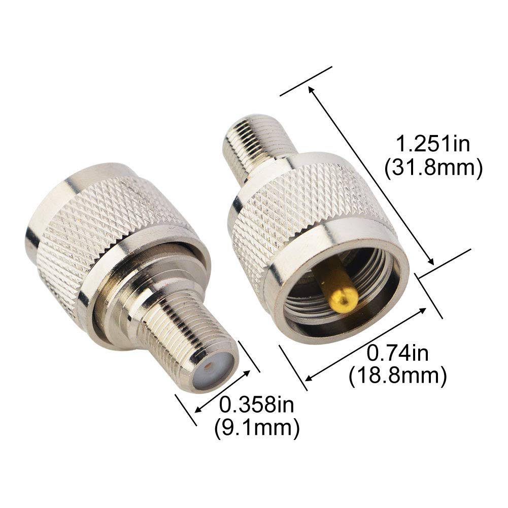 Boobrie Pl259 Adapter Uhf To F Type Antenna Adapter F Female To Uhf Male Coaxial Connector Rf Coax Adapter For Tv Antenna Wirele