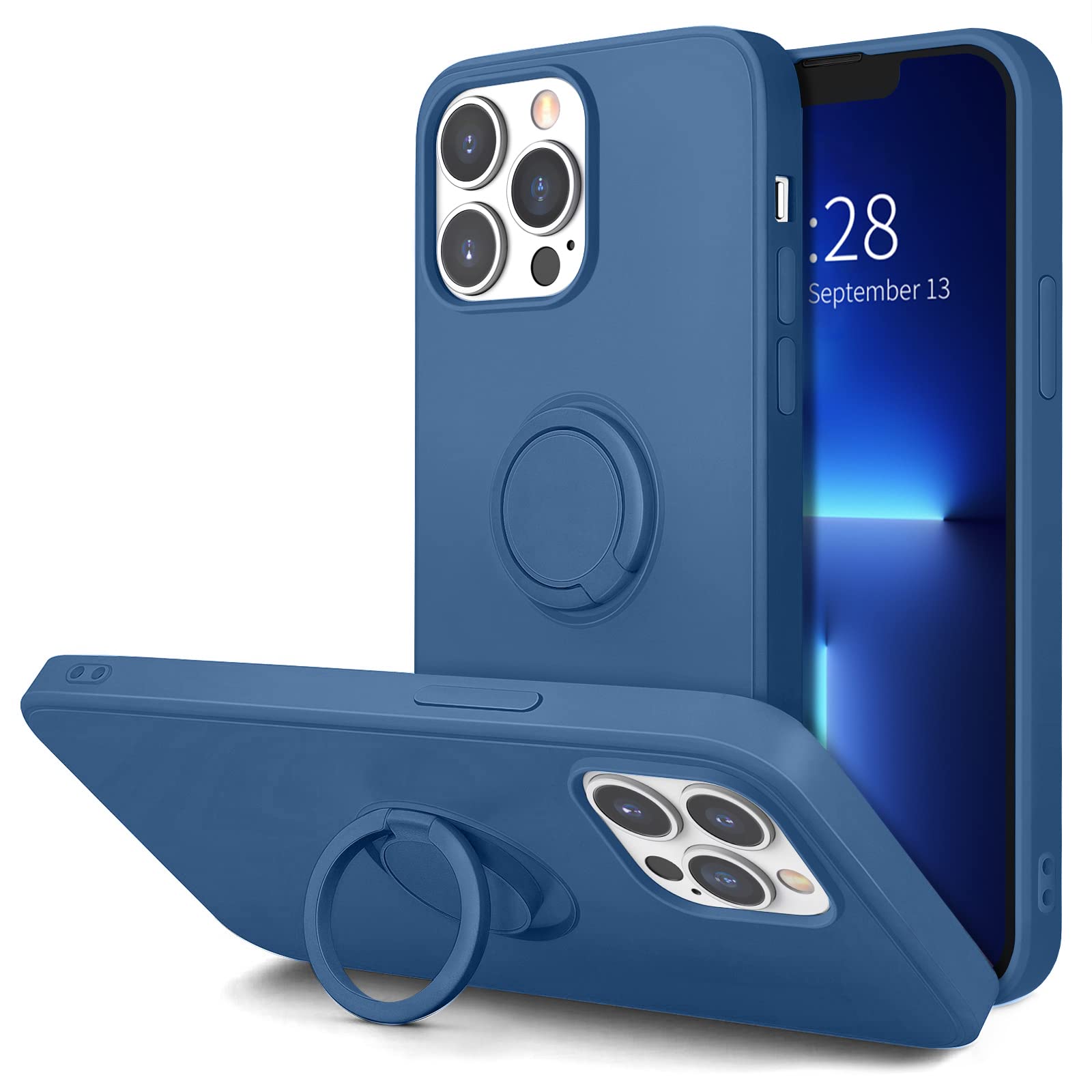 Hython for iPhone 13 Pro Max Case with Ring Stand [360 Rotatable Ring Holder Magnetic Kickstand] [Soft Microfiber Lining] Shockp