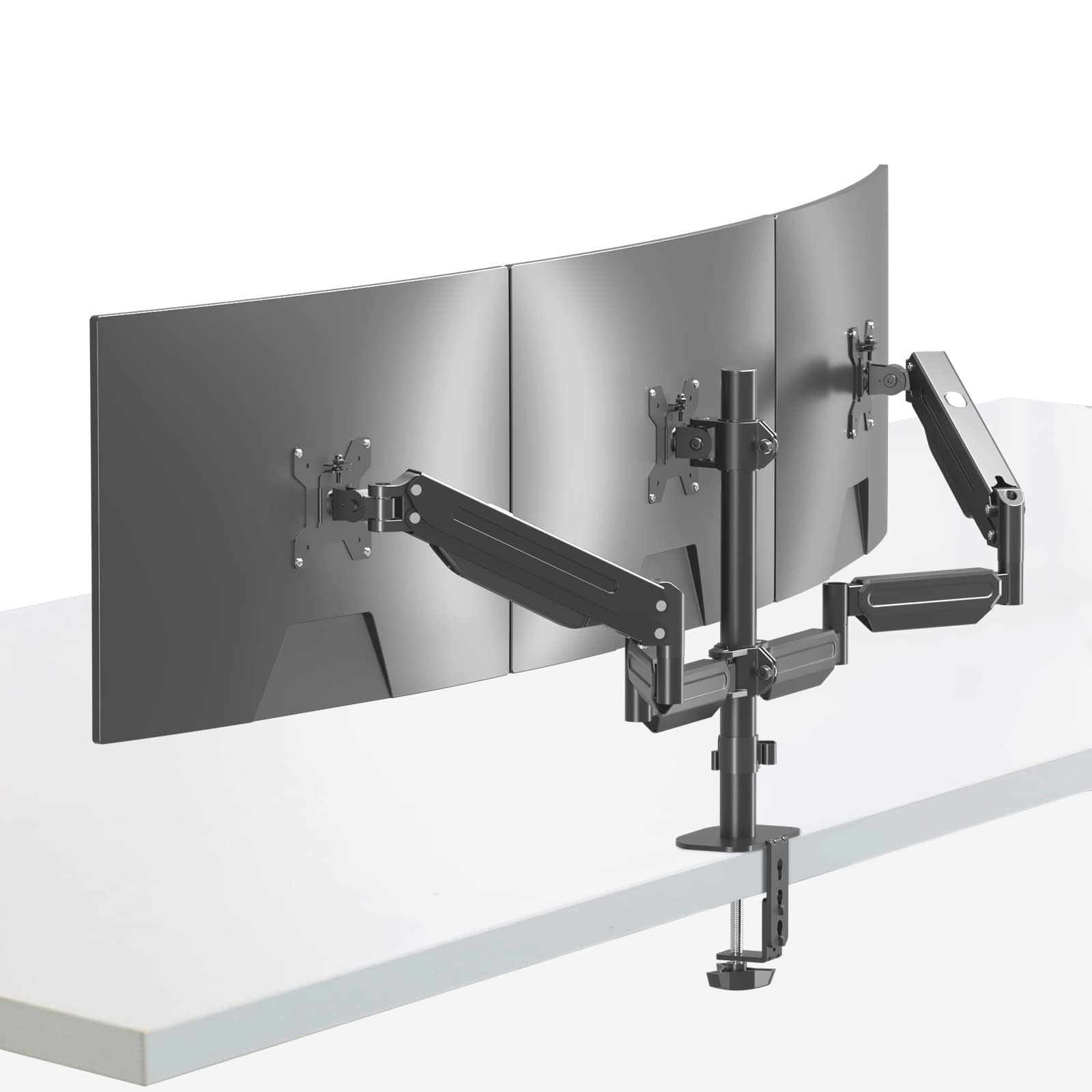 Pholiten Triple Monitor Stand,Triple Monitor Mount,Triple Gas Spring Monitor Arm,Monitor Stands For 3 Monitors,3 Monitor Desk Mo