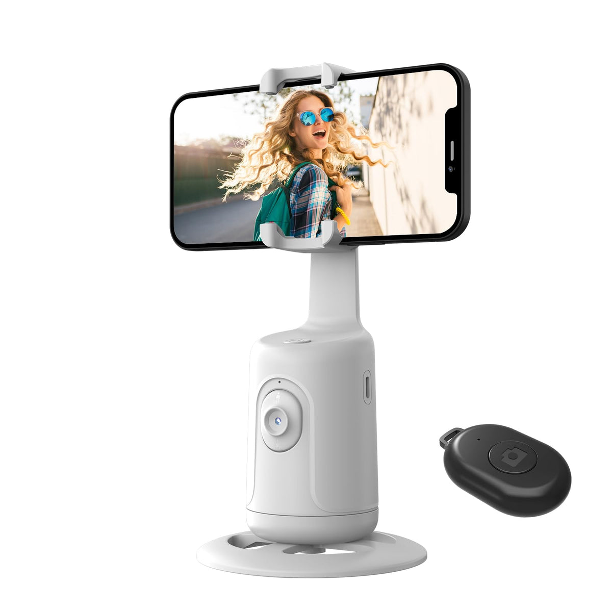 Auto Face Tracking Tripod, 360 Rotation Face Body Phone Camera Mount Smart Shooting Phone Tracking Holder With Remote,No App, Ge
