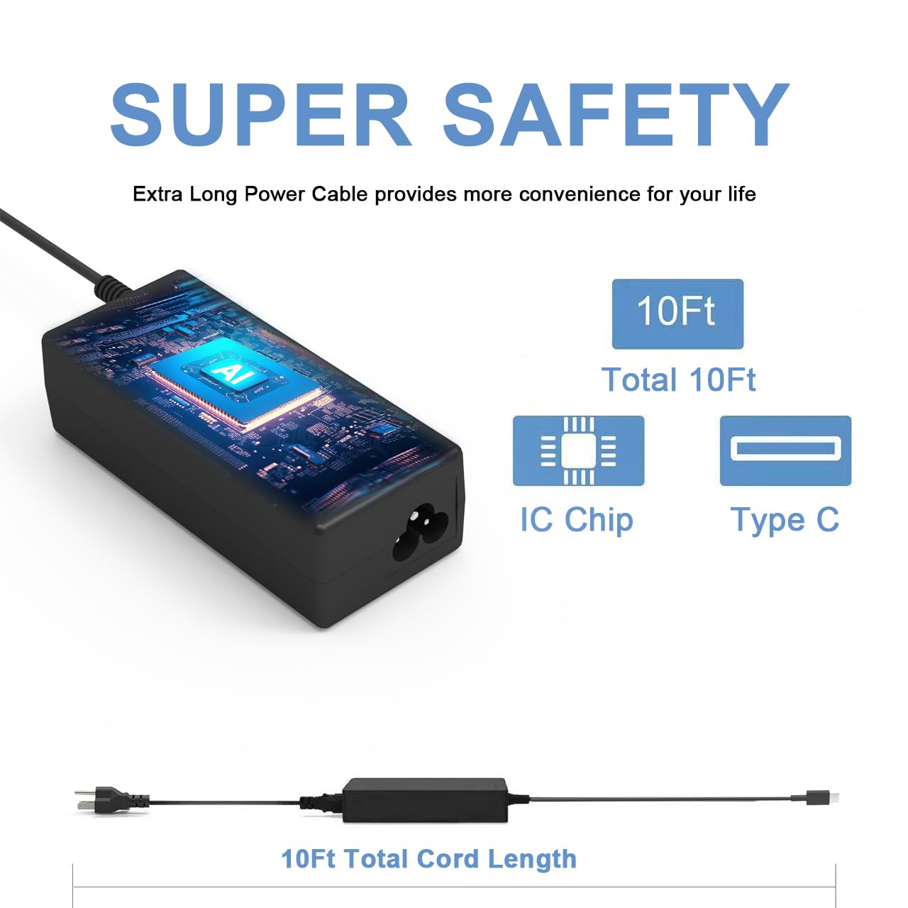 VVOX347 Universal 65W USB C Laptop Charger - Compatible with Lenovo, Dell, HP, Acer, Asus, Samsung, MacBook, Chromebook, Smartphones/Tablets