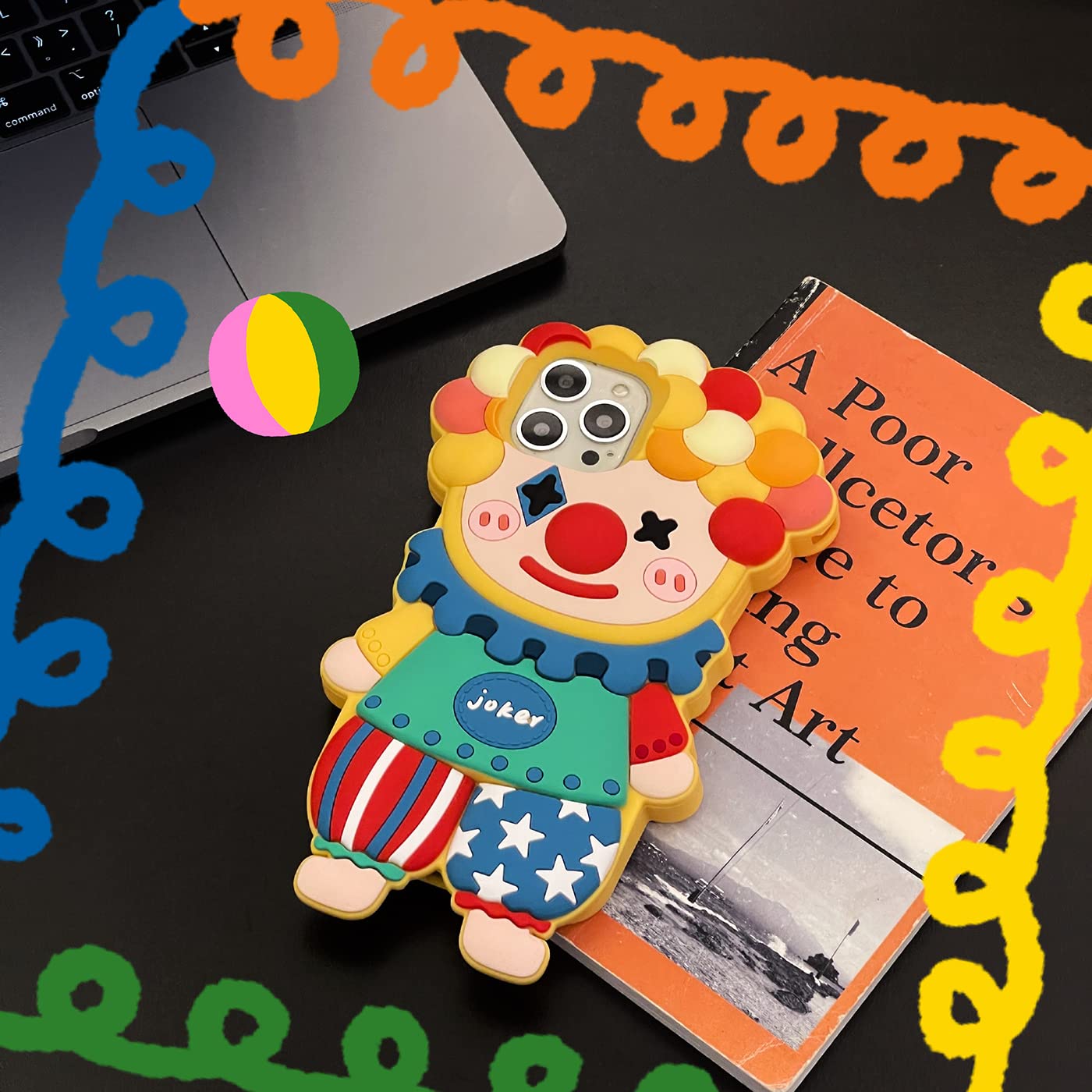 Yakvook For Iphone 14 Case, Kawaii Clown Phone Cases 3D Silicone Cartoon Case Fun Apply To Iphone 14 Cute Case Soft Rubber Shock