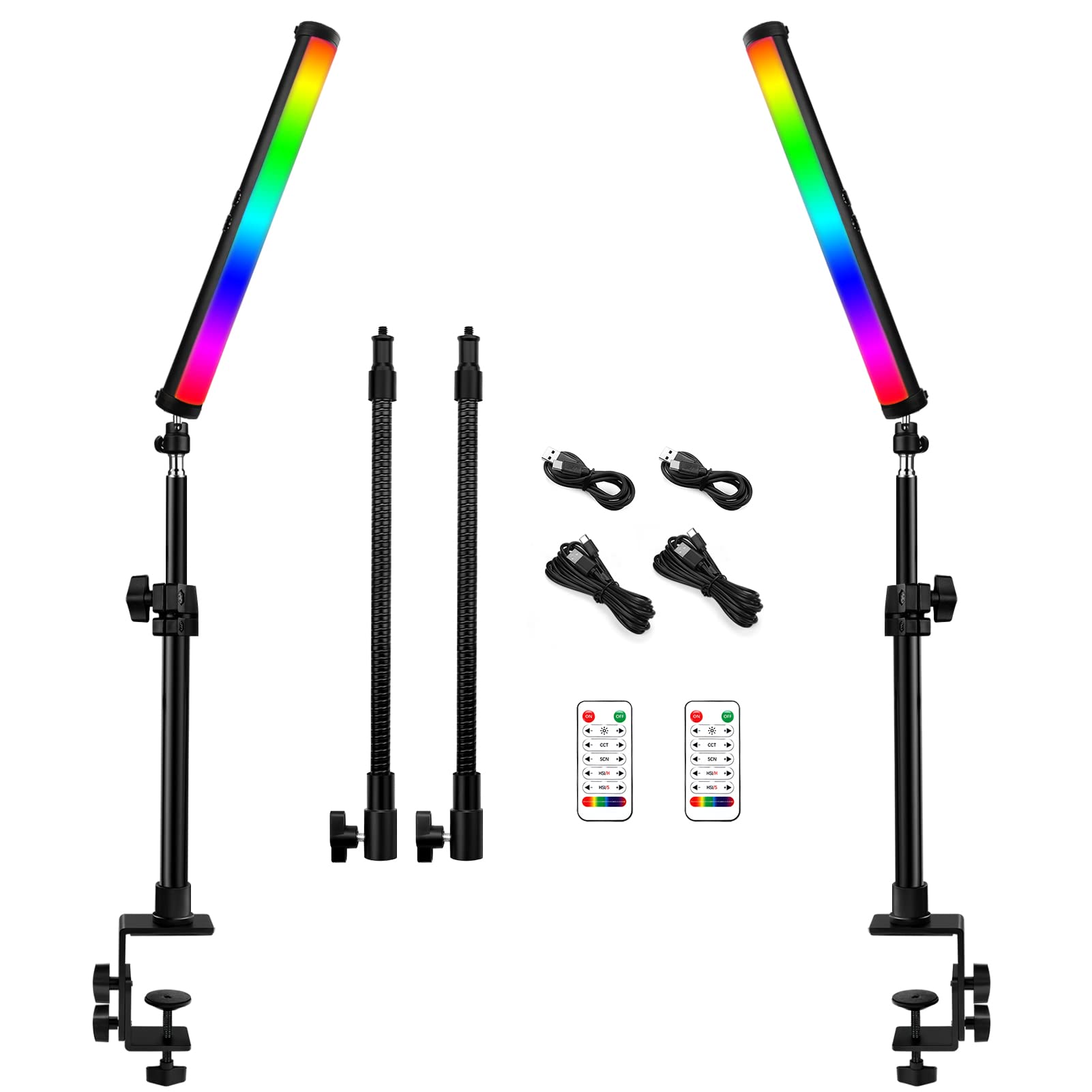 Rgb Led Video Light Stick Wand With Stand, Qeuooiy 360 Full Color 2500 9500K Portable Studio Photography Lighting, 5000Mah Recha