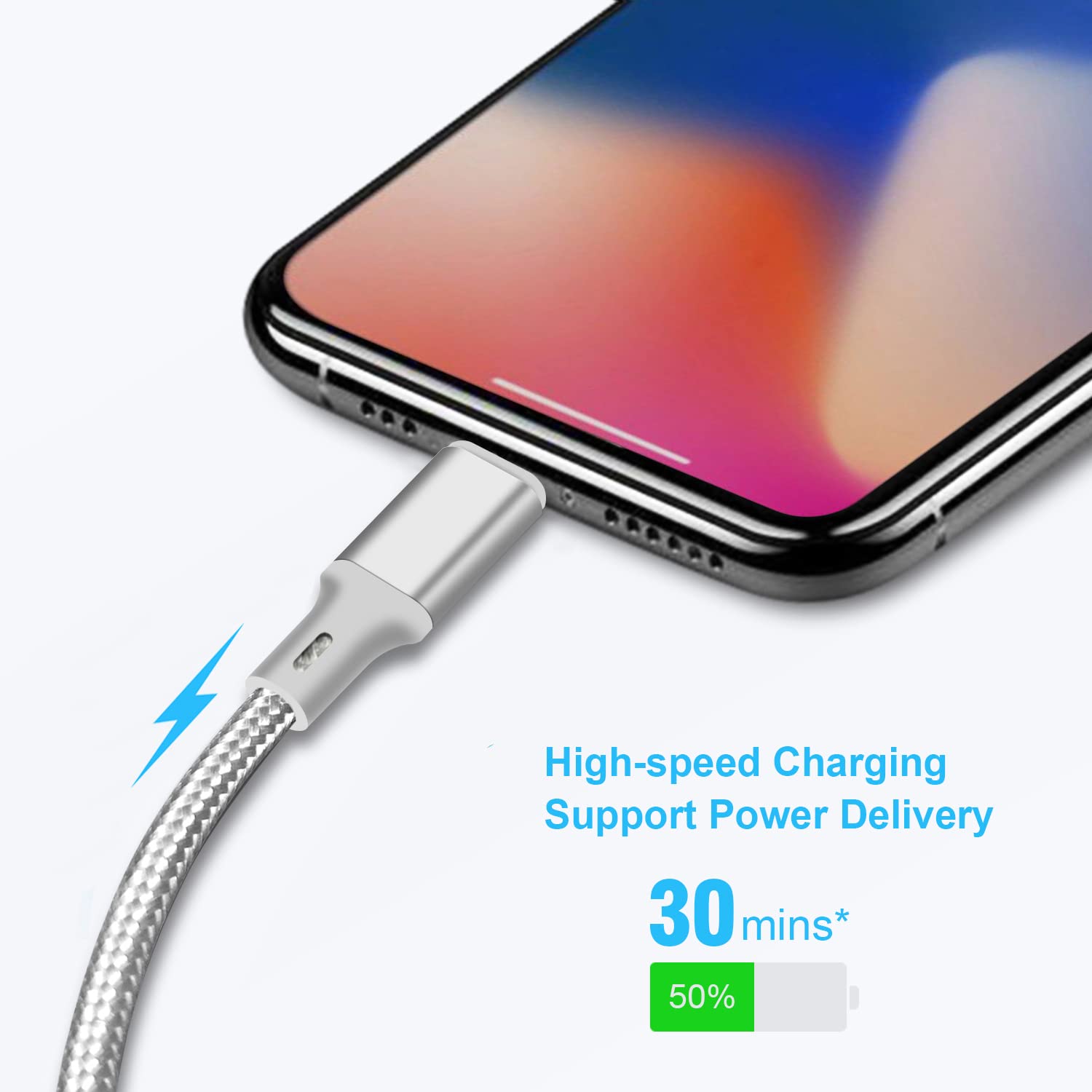 Cugunu Usb C To Lightning Cable 5 Pack 3/3/6/6/10Ft Iphone Charger Apple Mfi Certified Power Delivery Fast Charging Cord Compatible With Iphone 14/13/12/11/Xs/Xr/X/8   Silver