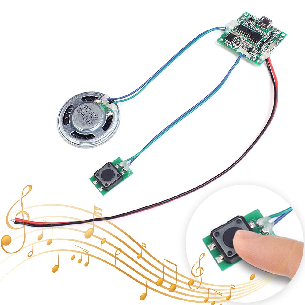 Icstation Recordable Sound Module, Button Control Sound Chip 8M Mp3 Wav Music Voice Player Programmable Board With Speaker For D