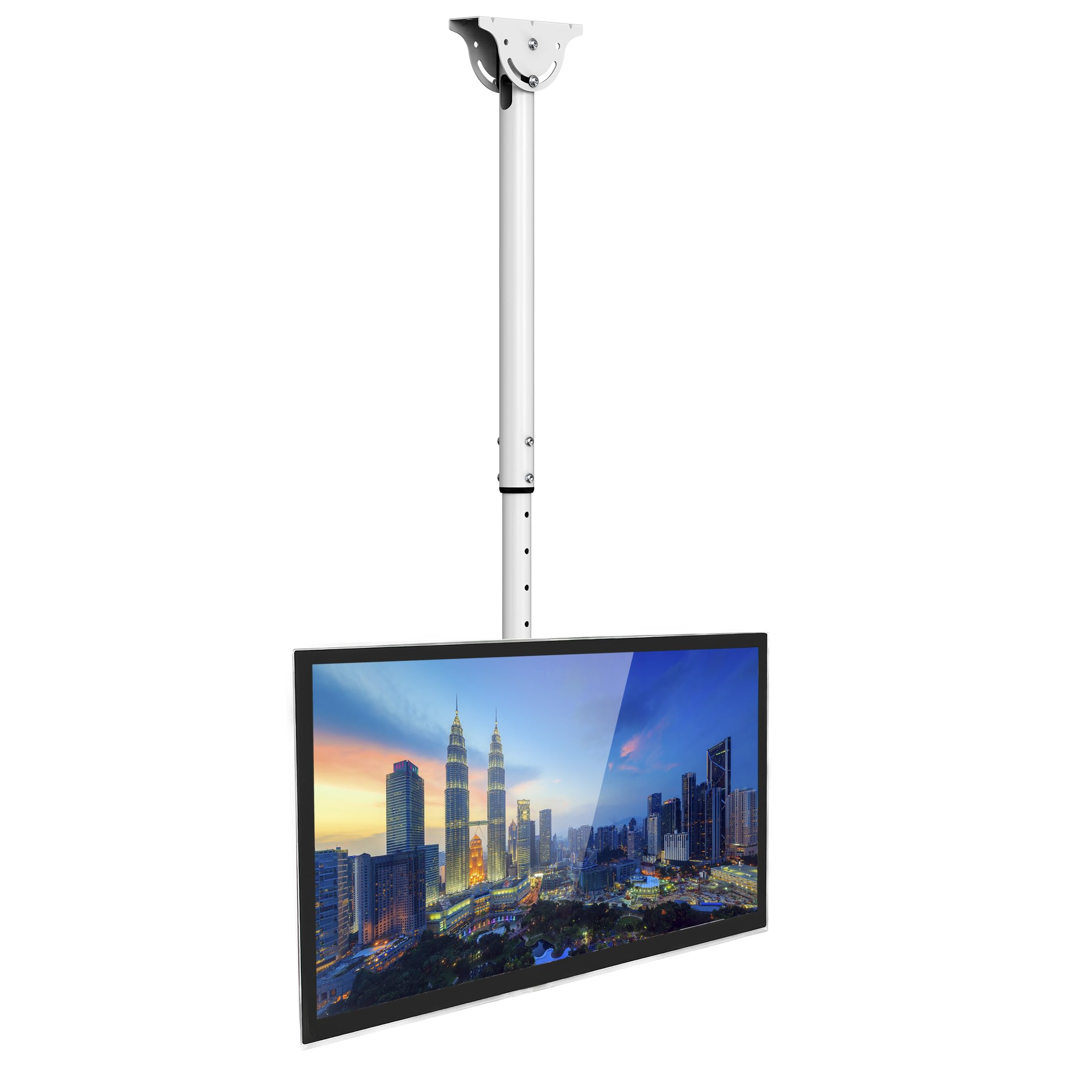 Mount It Ceiling TV Mount Bracket, Fits 40 42 47 50 55 60 70 Inch Flat Panel Televisions, Adjustable Height Telescoping Tilt and Swivel, Mount on Vaulted Ceilings Up to VESA 600x400 (MI 509L), White
