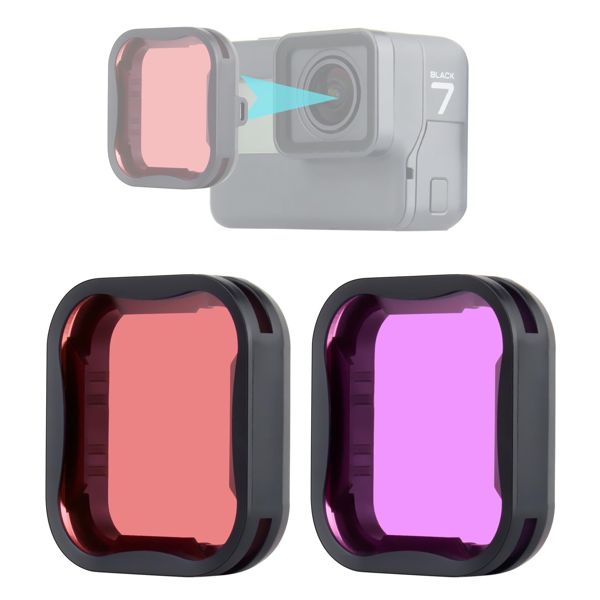Yallsame Underwater Filter For Gopro Hero 7 6 5 Black In Color Red & Magenta Ideal For Snorkeling/Shallow Dive Lens Filter Set U