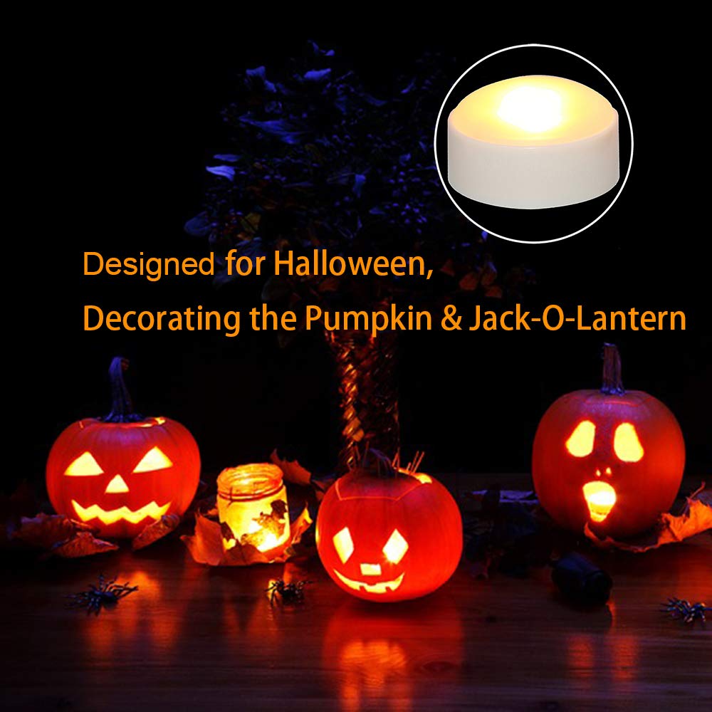 Izan 4 Pack Battery Operated Led Pumpkin Lights With Remote And Timer, Bright Flickering Flameless Candle Set For Pumpkin D  Cor