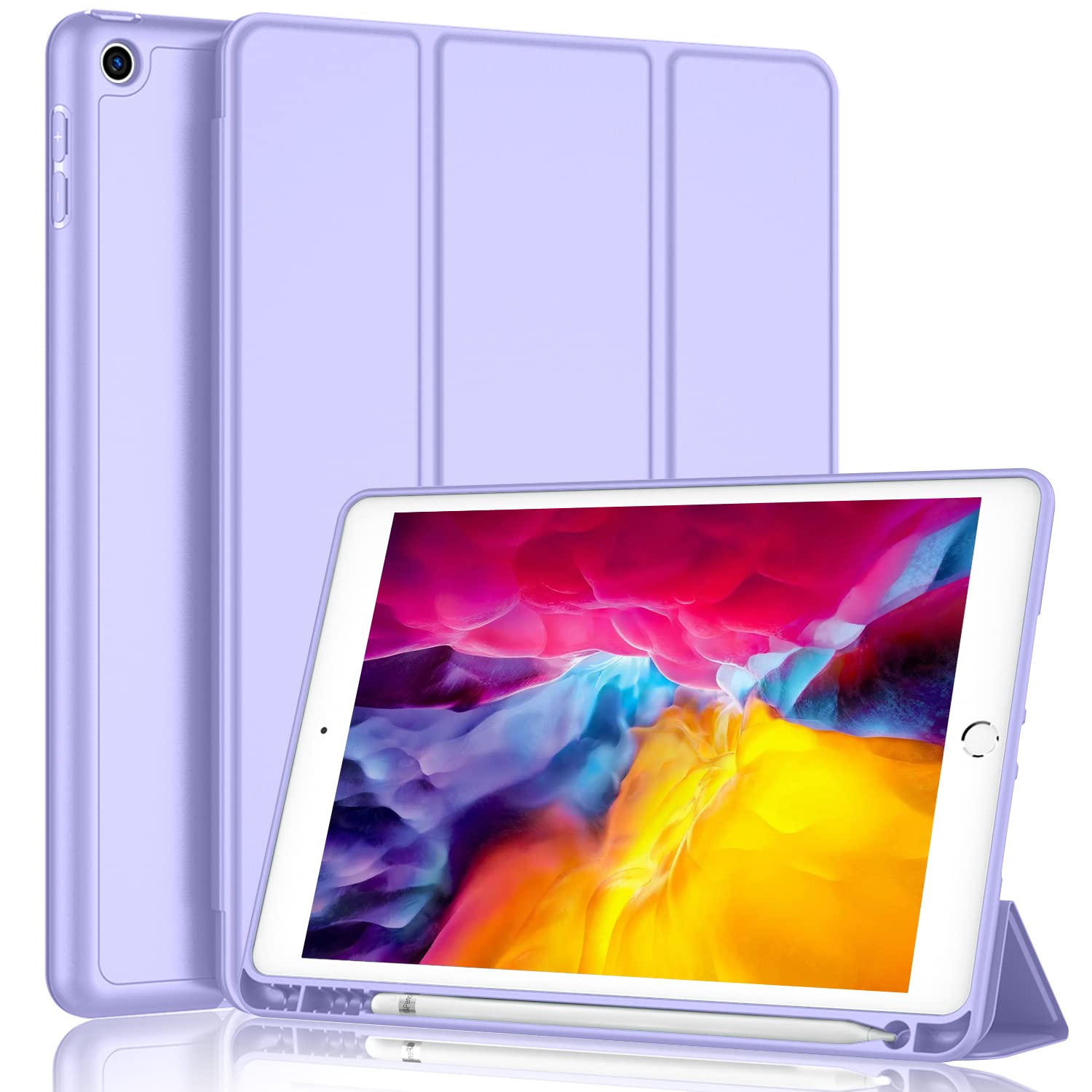 Imieet Ipad 9.7 Case (2018/2017 Model, 6Th/5Th Generation), Smart Cover With Pencil Holder And Soft Baby Skin Silicone Back And Full Body Protection, Auto Wake/Sleep Cover (Light Purple)