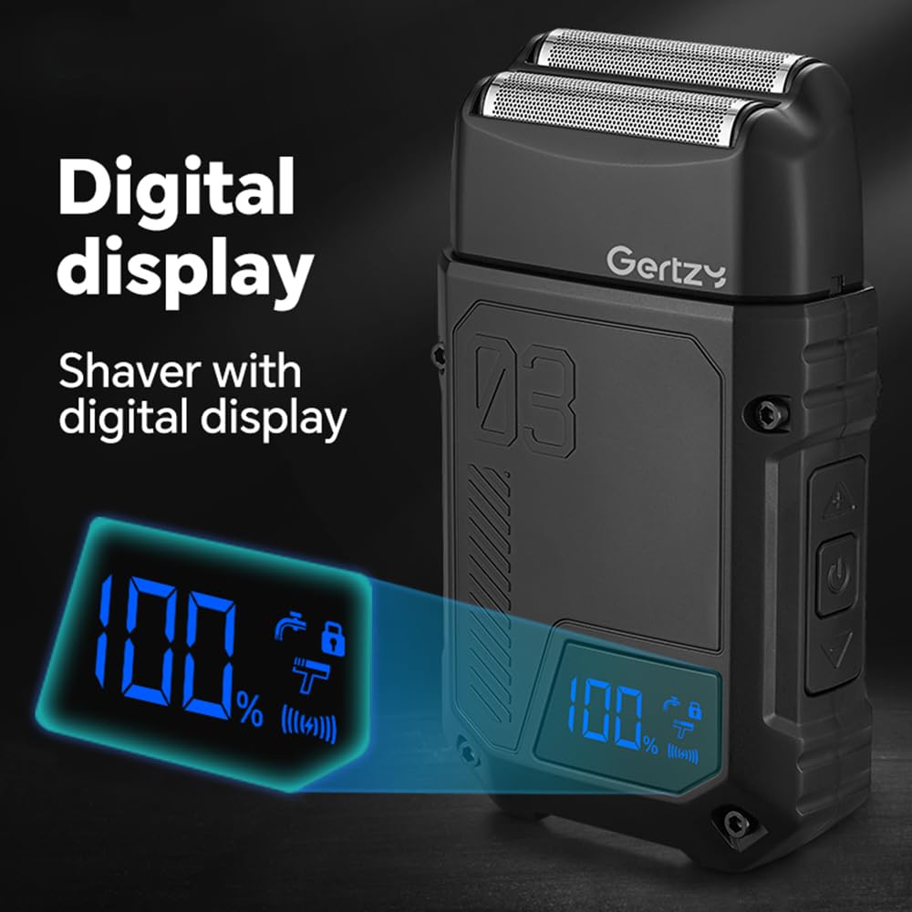 Gertzy Electric Shaver For Men Face, Men'S Razor, Cordless Beard Foil Shavers, Wet Dry Waterproof, 3 Speed Adjustable Shaving,Re