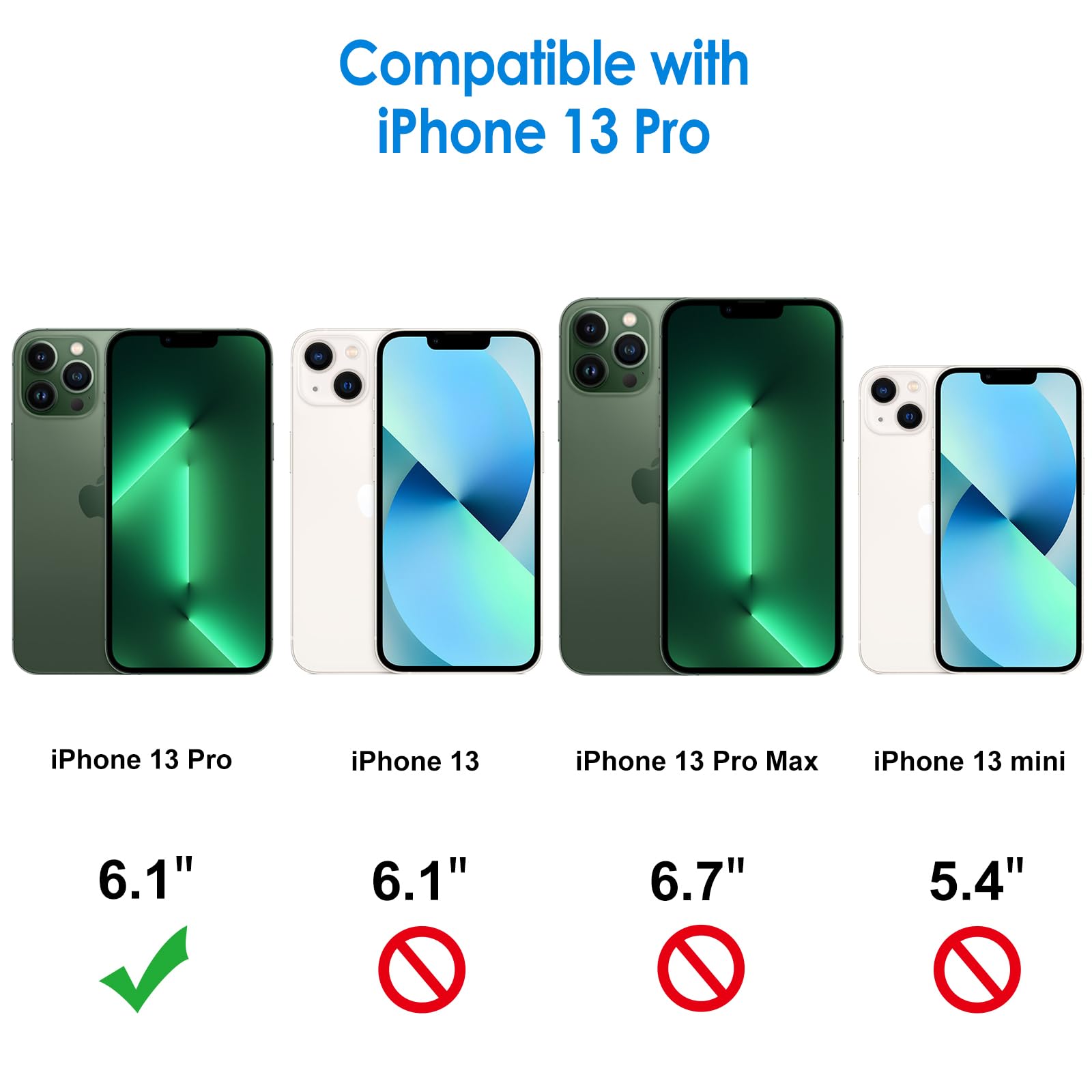 Jetech Case For Iphone 13 Pro 6.1-Inch, Non-Yellowing Shockproof Phone Bumper Cover, Anti-Scratch Clear Back (Alpine Green)