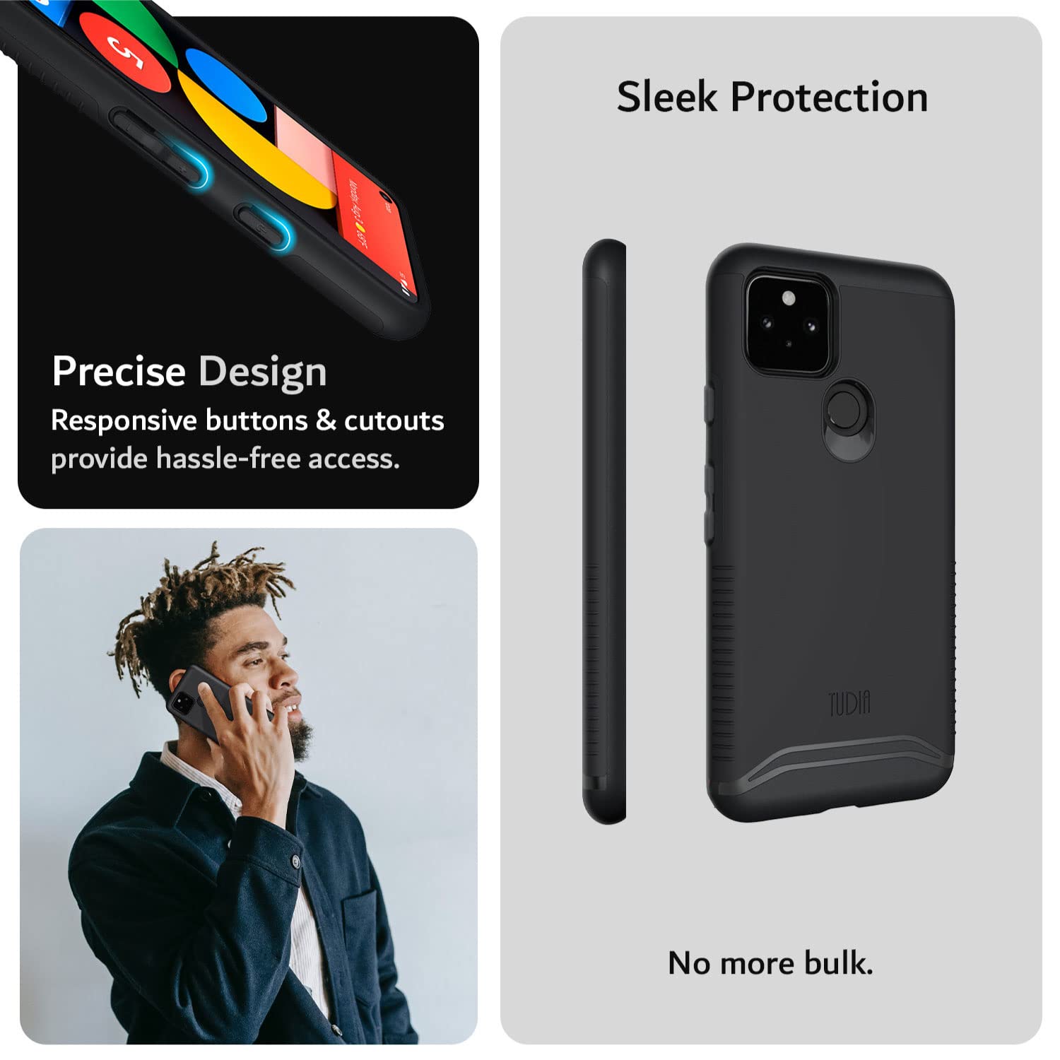 Tudia Dualshield Designed For Pixel 5 Case (2020), [Merge] Shockproof Dual Layer Military Grade Drop Protection Slim Protective