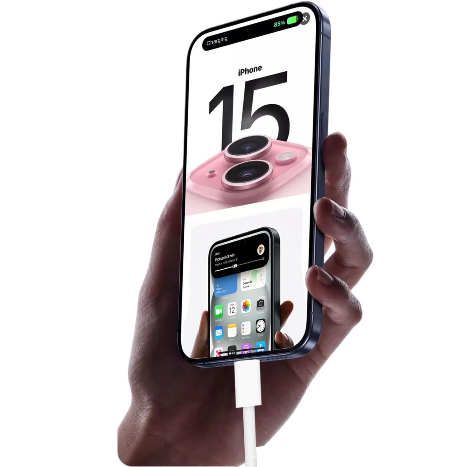 Abysssea AirPods Pro Charging Cable, USB C to USB C, White, for AirPods Pro 2nd Gen, iPhone 15/16/17 Series, Woven Design