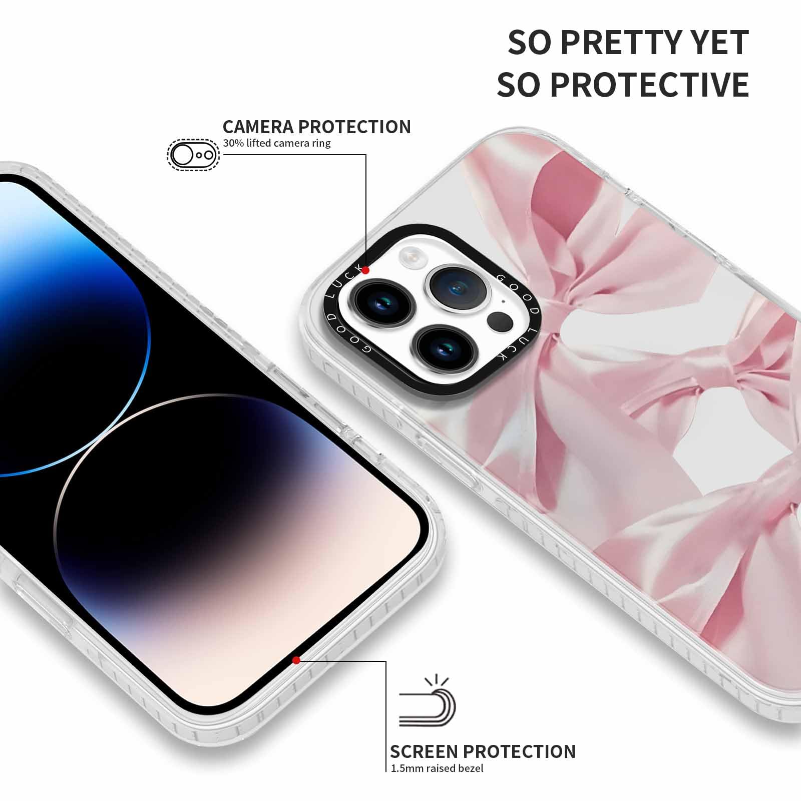 Rumdey 2 Pack Clear Bow Phone Case For Iphone 14 Pro 6.1 Inch, Cute Aesthetic Pattern Design Protective Soft Slim Shockproof Tpu