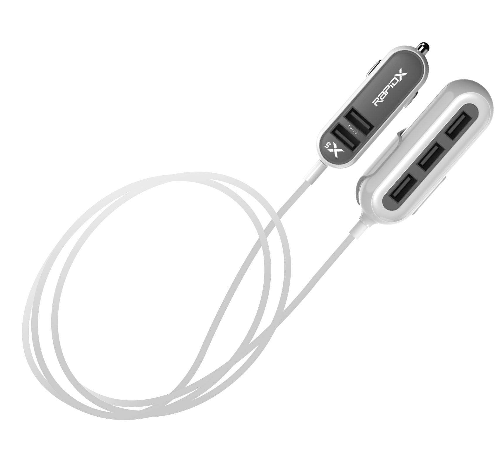 Rapidx X5 5 Usb Ports Car Charger 22.4A Grey