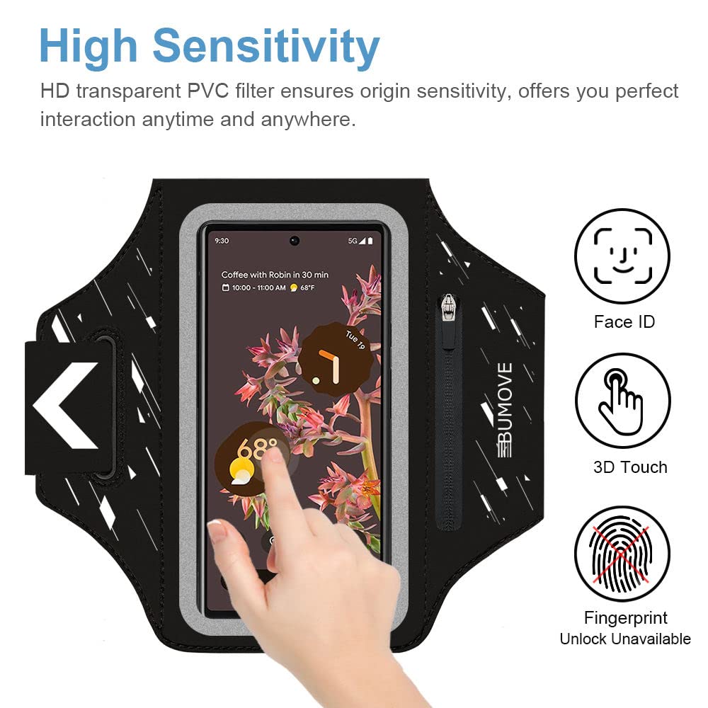 Pixel 8/8 Pro Armband, Bumove Gym Running Workouts Sports Phone Arm Band For Google Pixel 7, 7 Pro, 6, 6 Pro Up To 6.9 Inch With