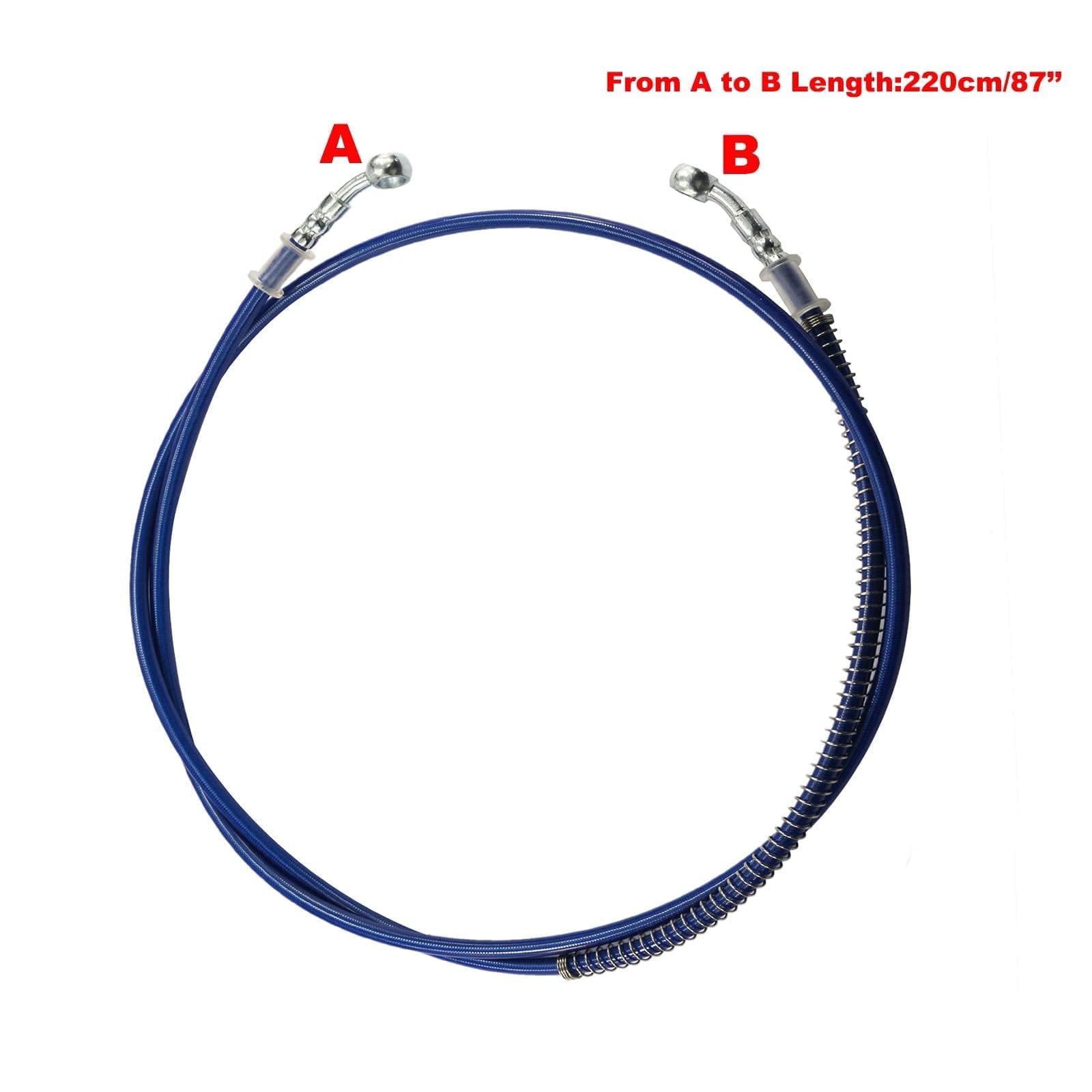 Pro Bat 86'' Braided Hydraulic Brake Hose Line Pipeline For Chinese Gy6 Scooter Atv Dirt Bike Go Kart 10Mm Banjo Ends Blue