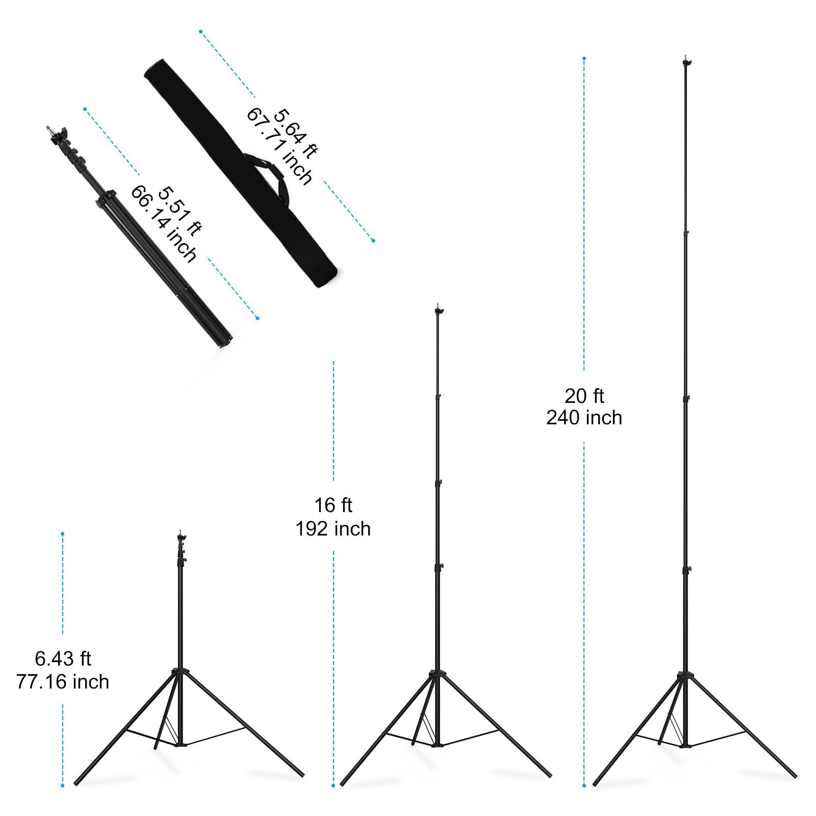 20 '/240 ''Heavy Duty Light Frame Camera Sports Tripod Air Cushion, 1/4'' To 3/8 ''Screw Adapter, Metal Light Frame Camera Sport