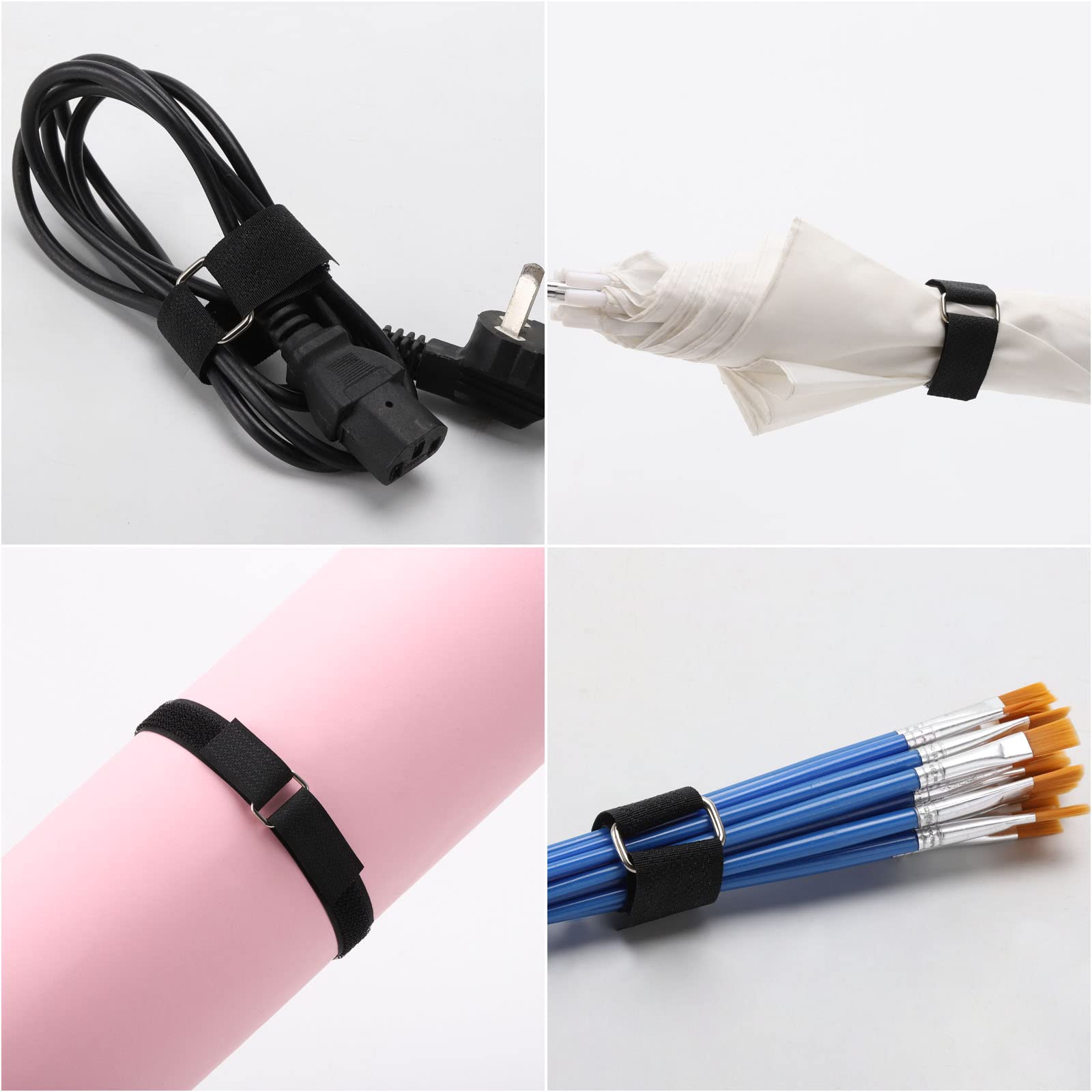 65Ft Reusable Cable Straps With 100 Metal Buckle, Adjustable Fastening Nylon Hook And Loop Cinch Cable Ties Cut To Length Securi